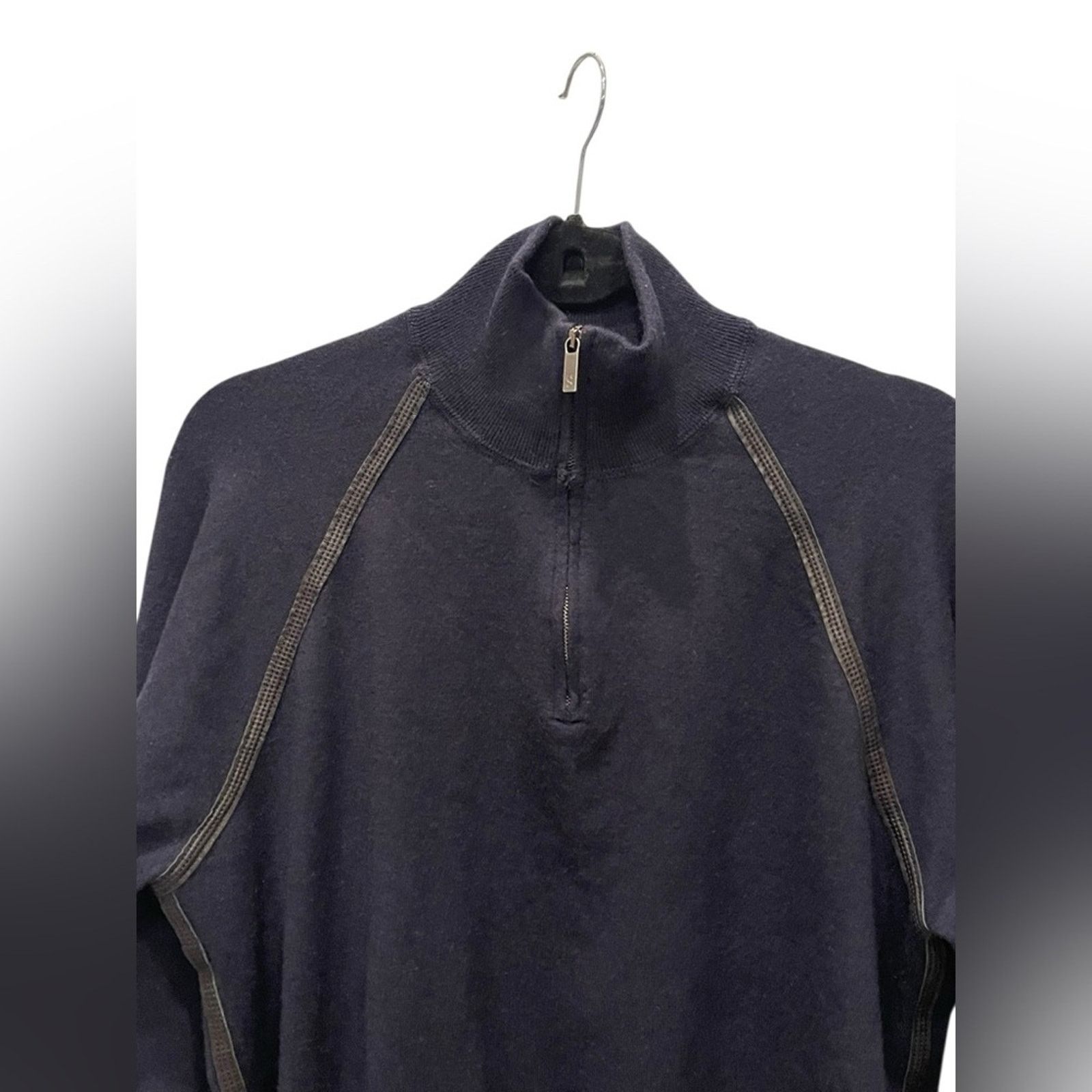 Ermenegildo Zegna Ermenegildo Zegna Sport Sweater Men L Blue 1/2 Zip Pullover Size US L / EU 52-54 / 3 - 3 Thumbnail