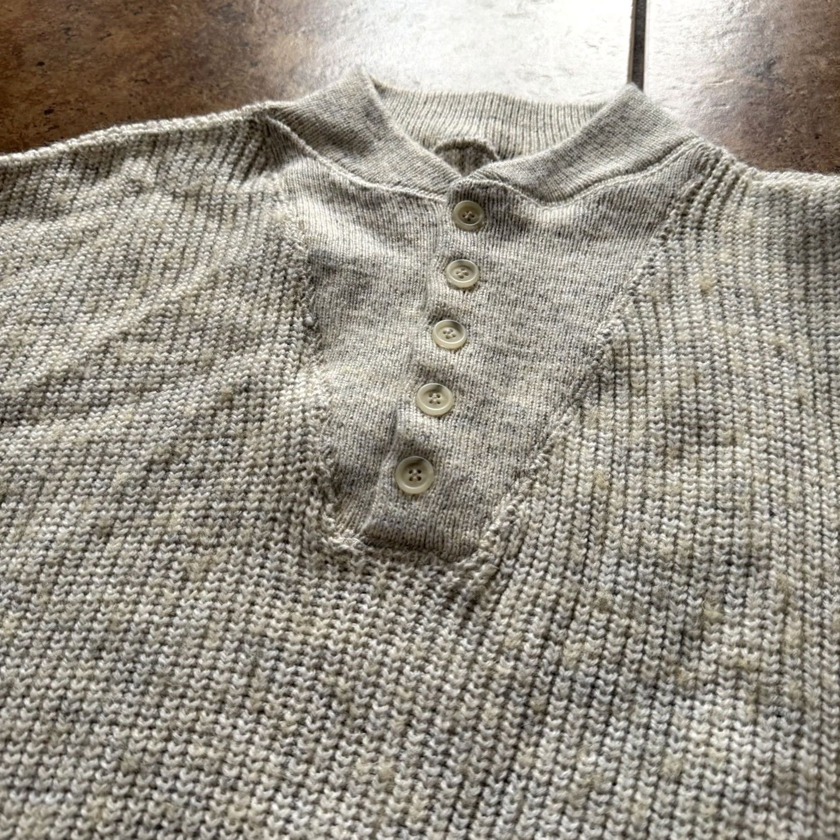 Vintage VTG LL Bean High Trek Yarn Knit Sweater FISHING Henley Neck Mens Hiking Pullover Crewneck Mock Neck Knitted Wool Blend Fall Winter Casual Travel Size US S / EU 44-46 / 1 - 4 Thumbnail