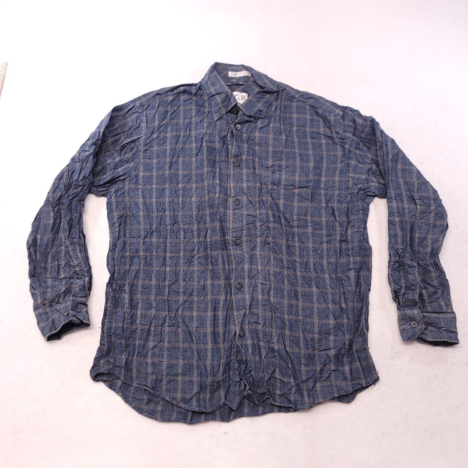 Geoffrey Beene Geofferey Beene Tartan Flannel Shirt Mens Size Large L Blue Size US L / EU 52-54 / 3 - 2 Thumbnail