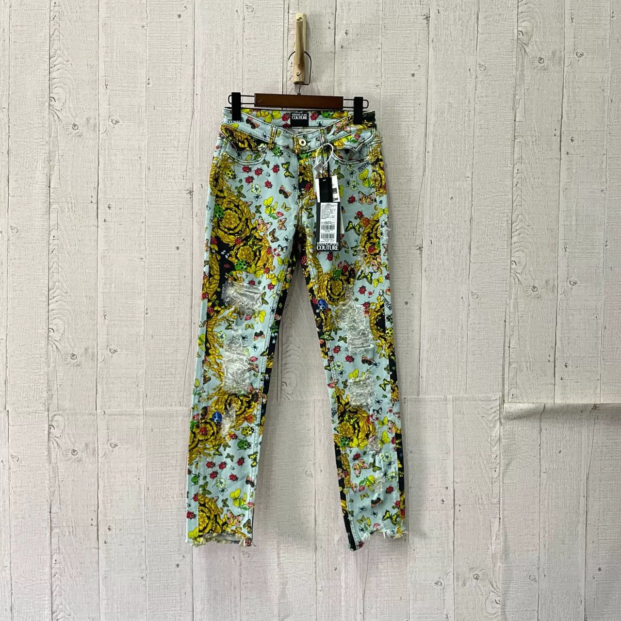Versace Versace Floral Distressed Jeans Size 27" / US 4 / IT 40 - 1 Thumbnail