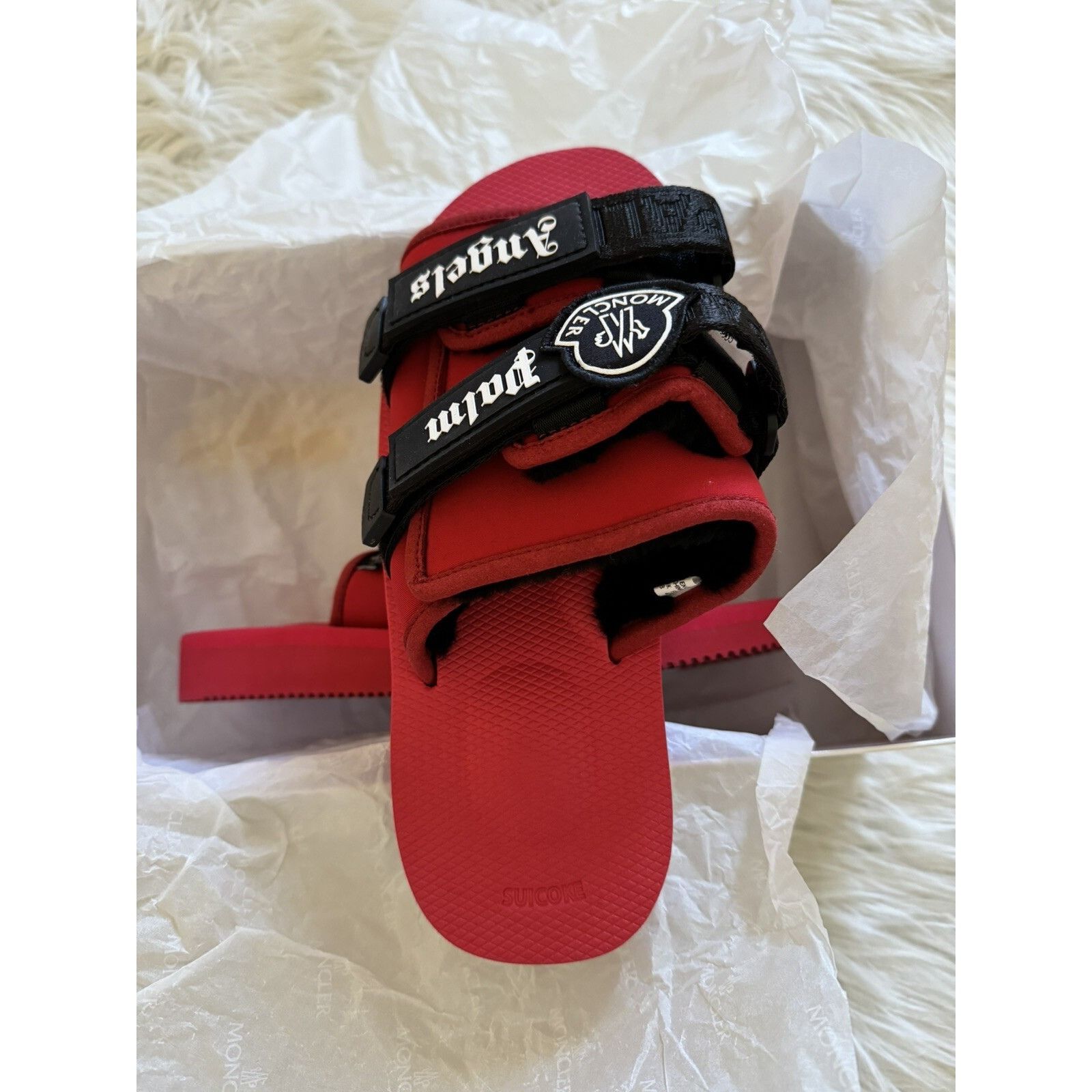 Moncler x Palm Angels x Suicoke New Sandals Red Size 42