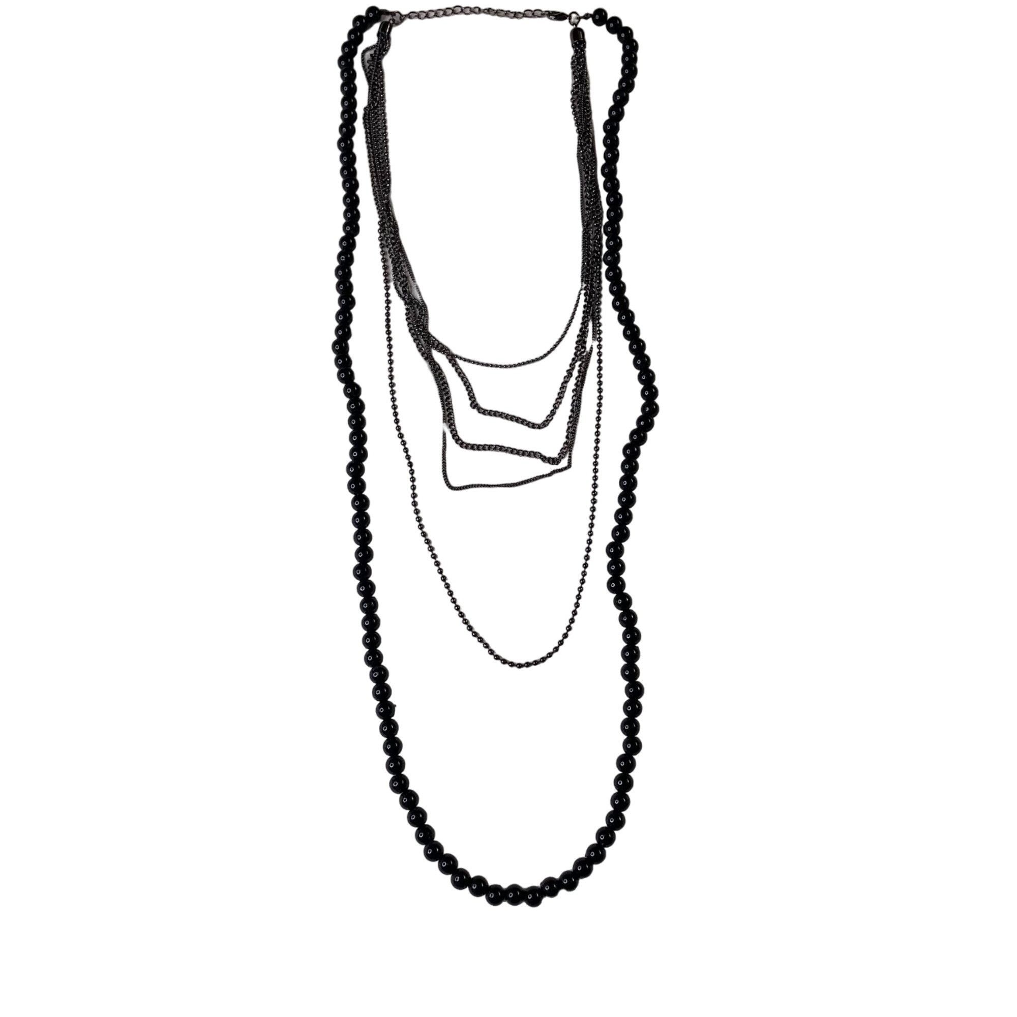 Other Multi Strand Beaded Chain Necklace Fashion Jewelry Black u Size ONE SIZE - 1 Thumbnail