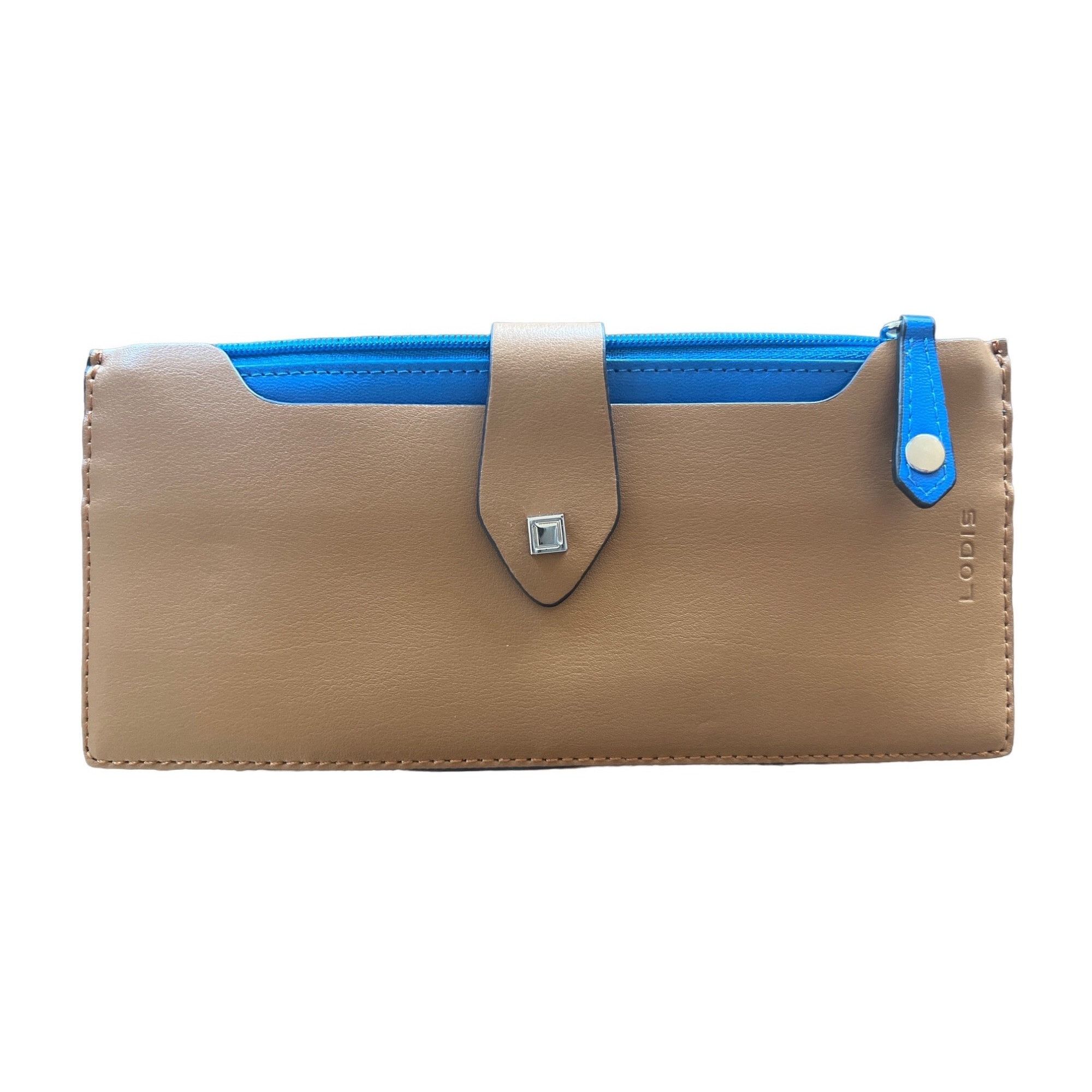 Other Lodis Sandy Italian Leather Brown Wallet W/ Blue Contrast Zi Size ONE SIZE - 1 Thumbnail