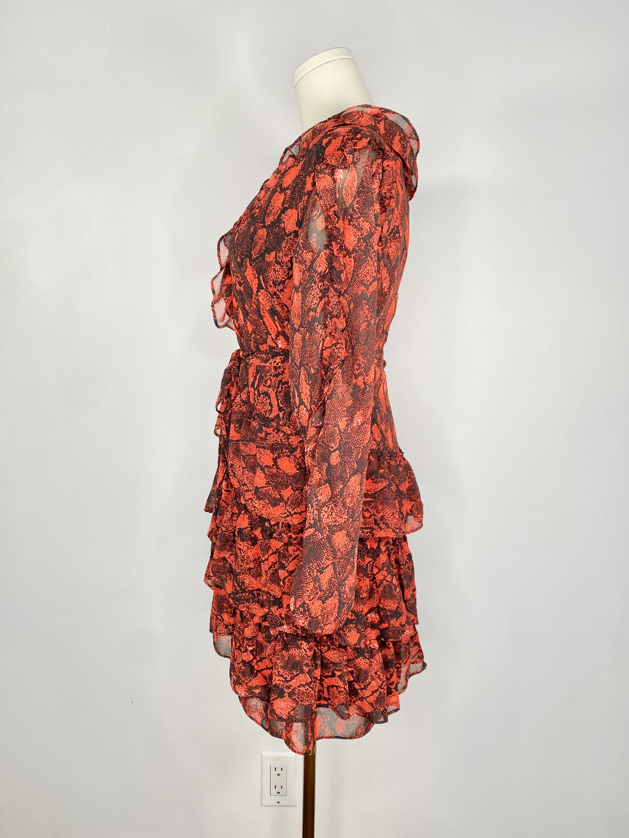 Dolls Kill Buffalo, David Bitton - Red Snake Print Dress Size S / US 4 / IT 40 - 7 Thumbnail