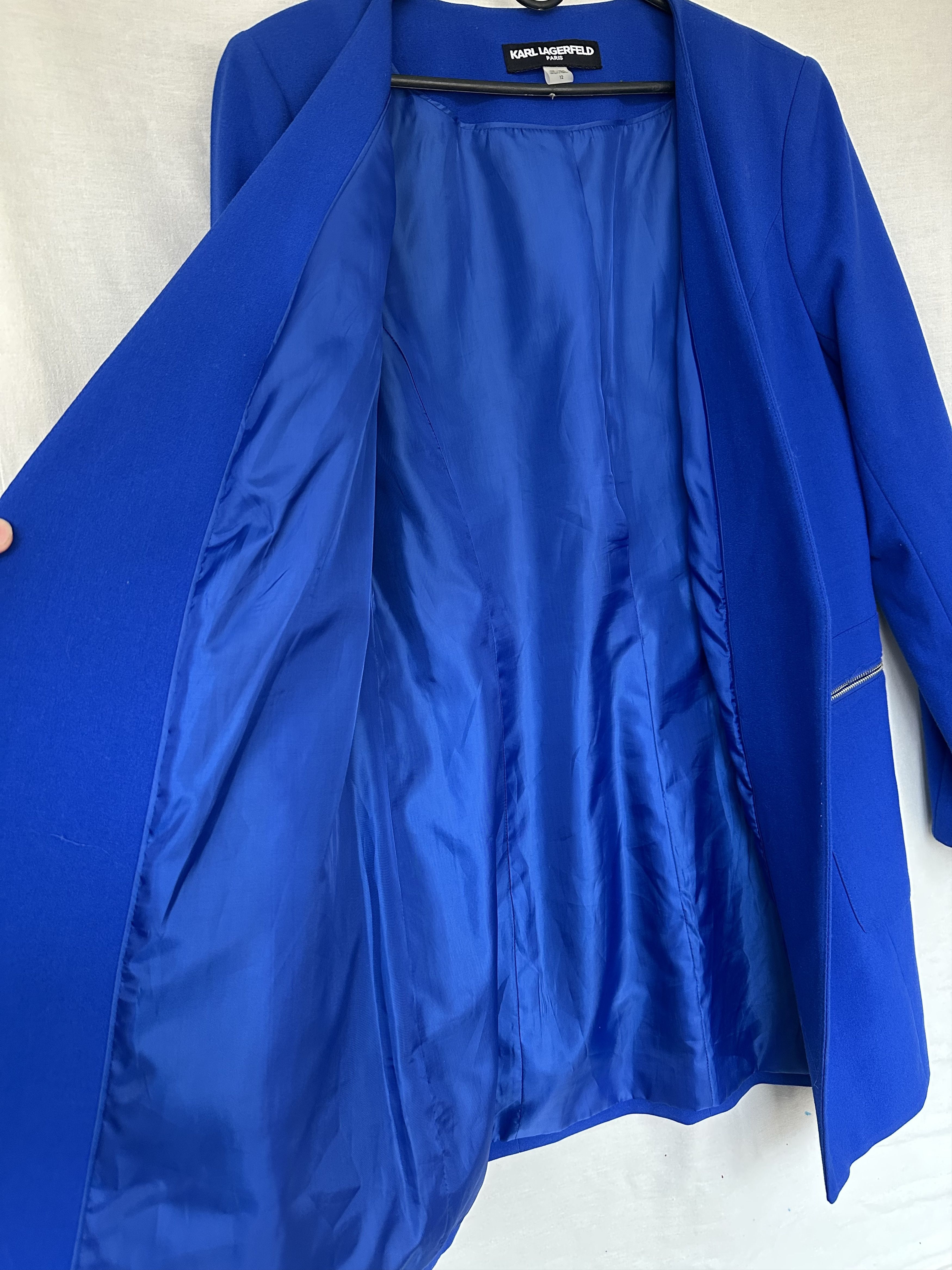Designer × Karl Lagerfeld Karl Lagerfeld Paris Long Blue Blazer women Jacket Size L / US 10 / IT 46 - 4 Thumbnail