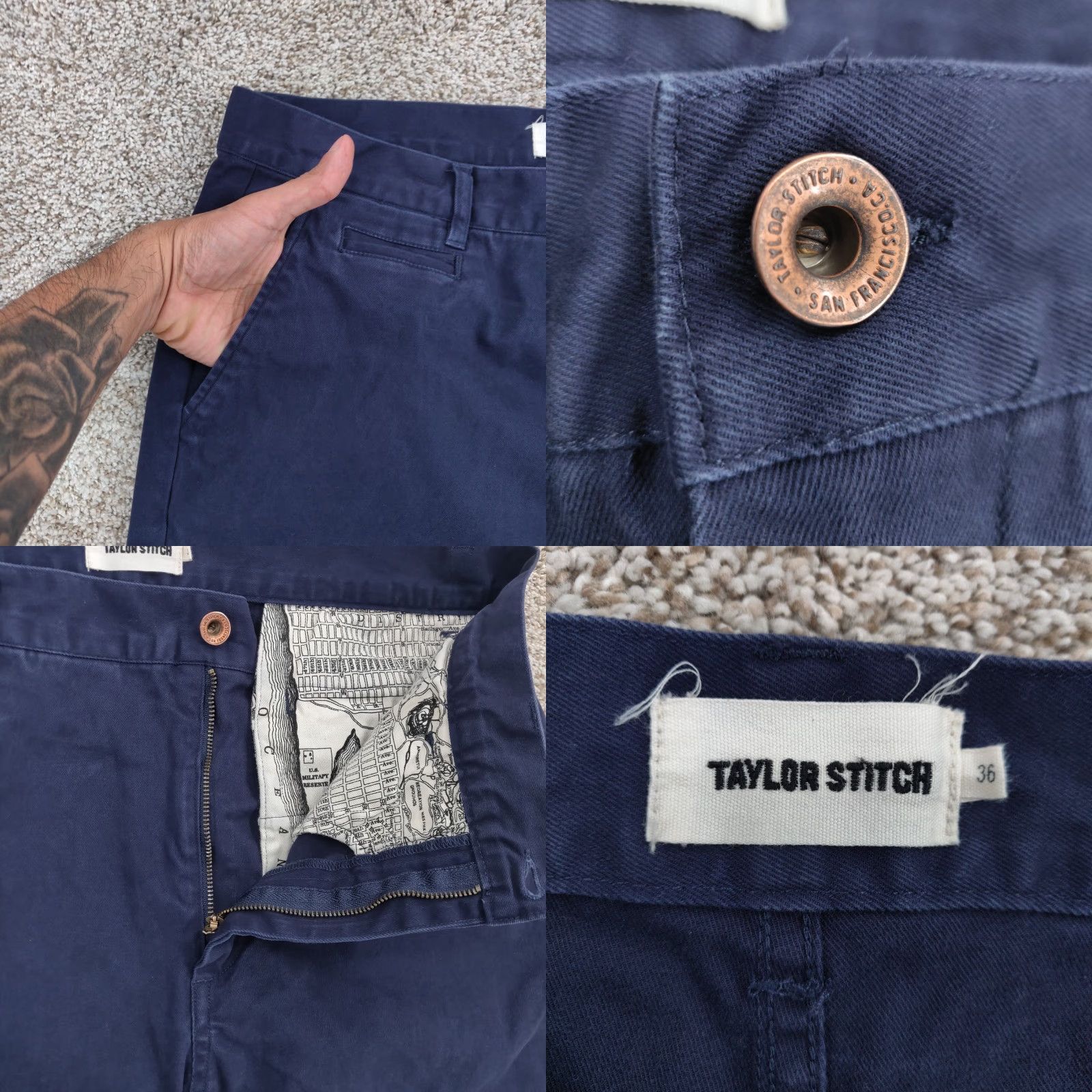 Taylor Stitch Taylor Stitch Pants Mens 36x33 Blue Organic Cotton Spandex Canvas Size US 36 / EU 52 - 8 Thumbnail