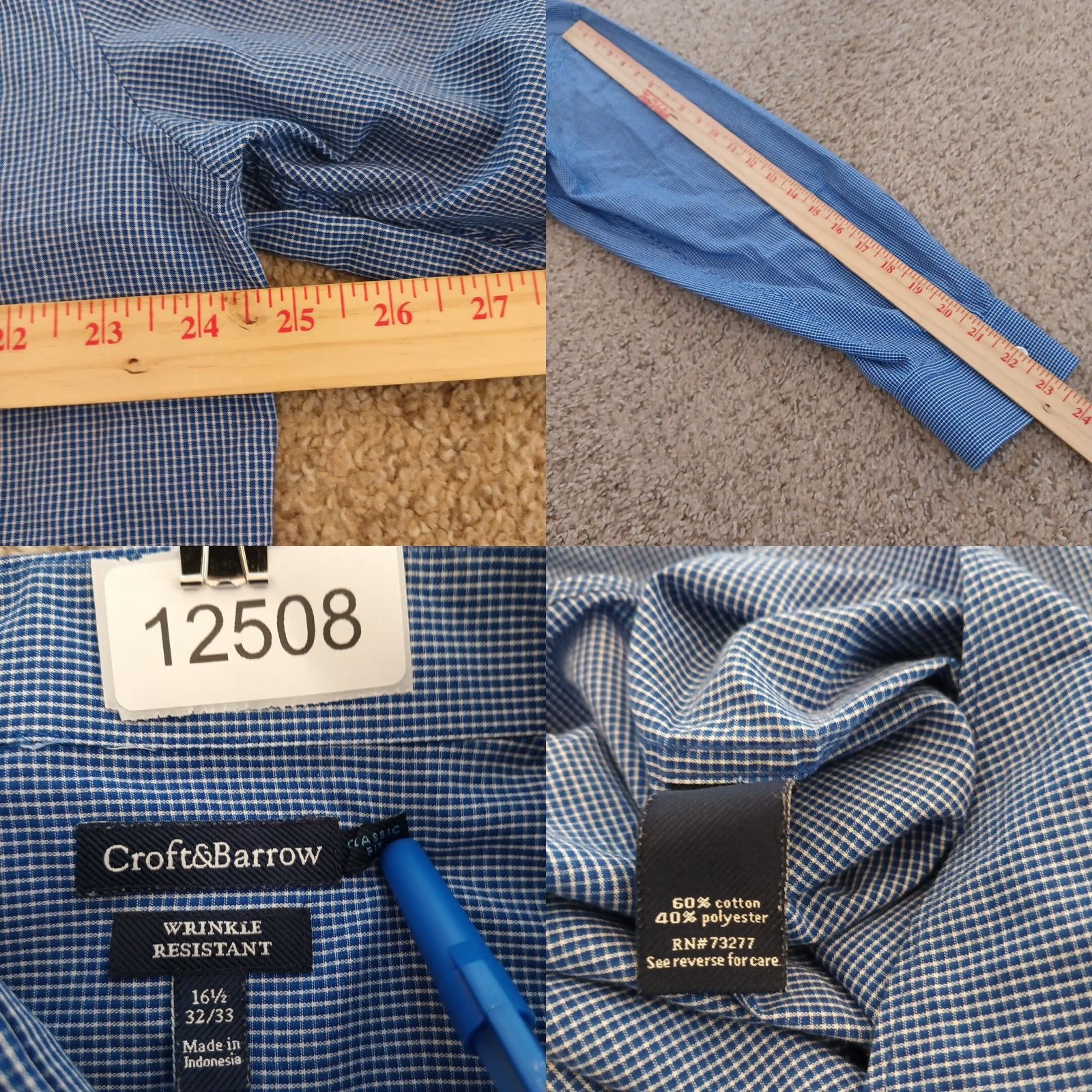 Croft & Barrow Croft & Barrow Shirt Mens 16.5 Blue Plaid Long Sleeve Button-Up Cotton Blend Womens? No. Size US XL / EU 56 / 4 - 8 Thumbnail