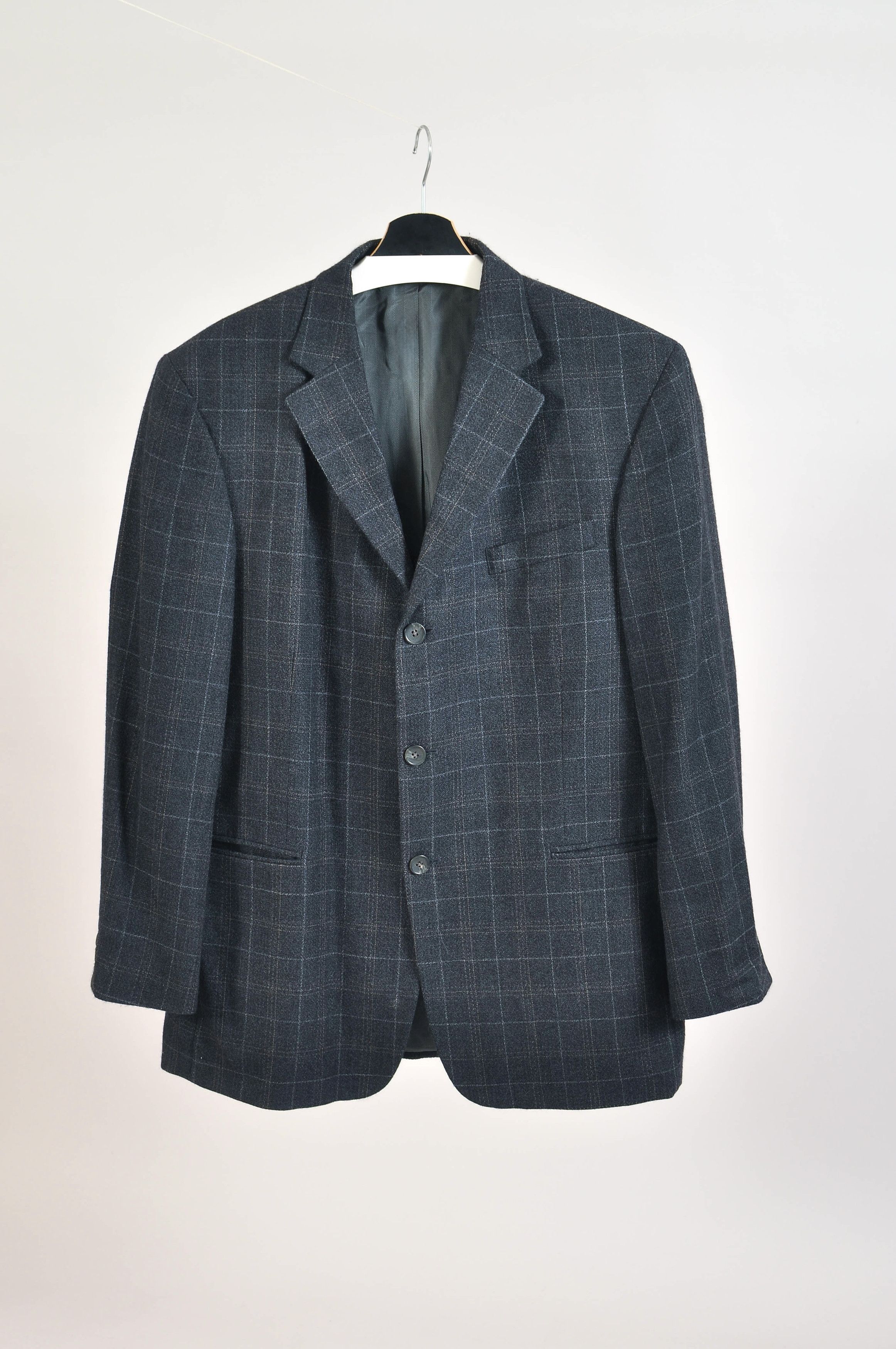 Geoffrey B. Small Vintage 90s Geoffrey Beene Wool Checkered Blazer Size 44R - 1 Thumbnail