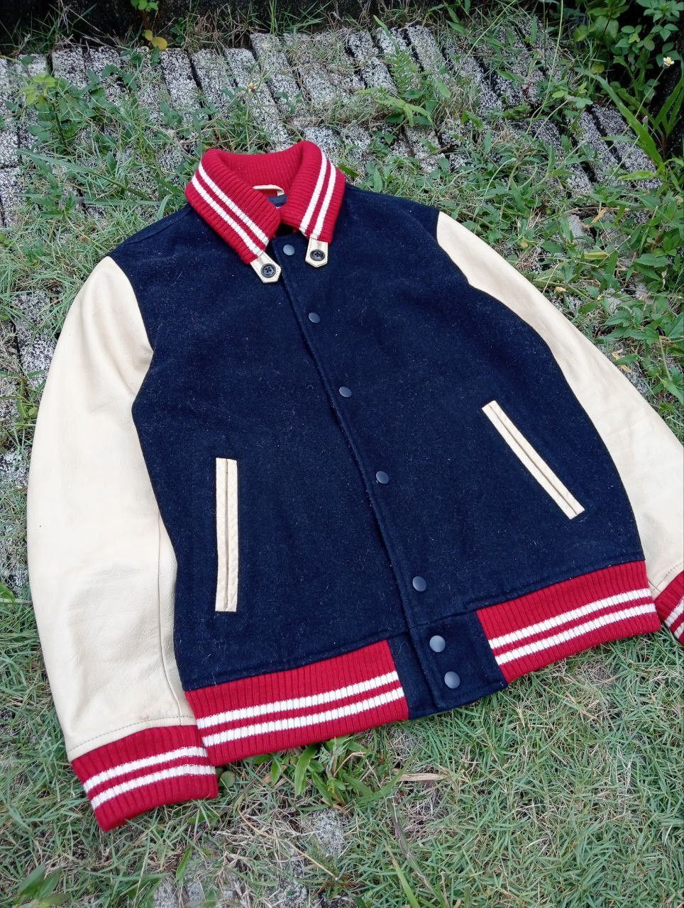 Beams Japan Beams Japanese Wool + Leather Varsity Jacket Size US L / EU 52-54 / 3 - 3 Thumbnail