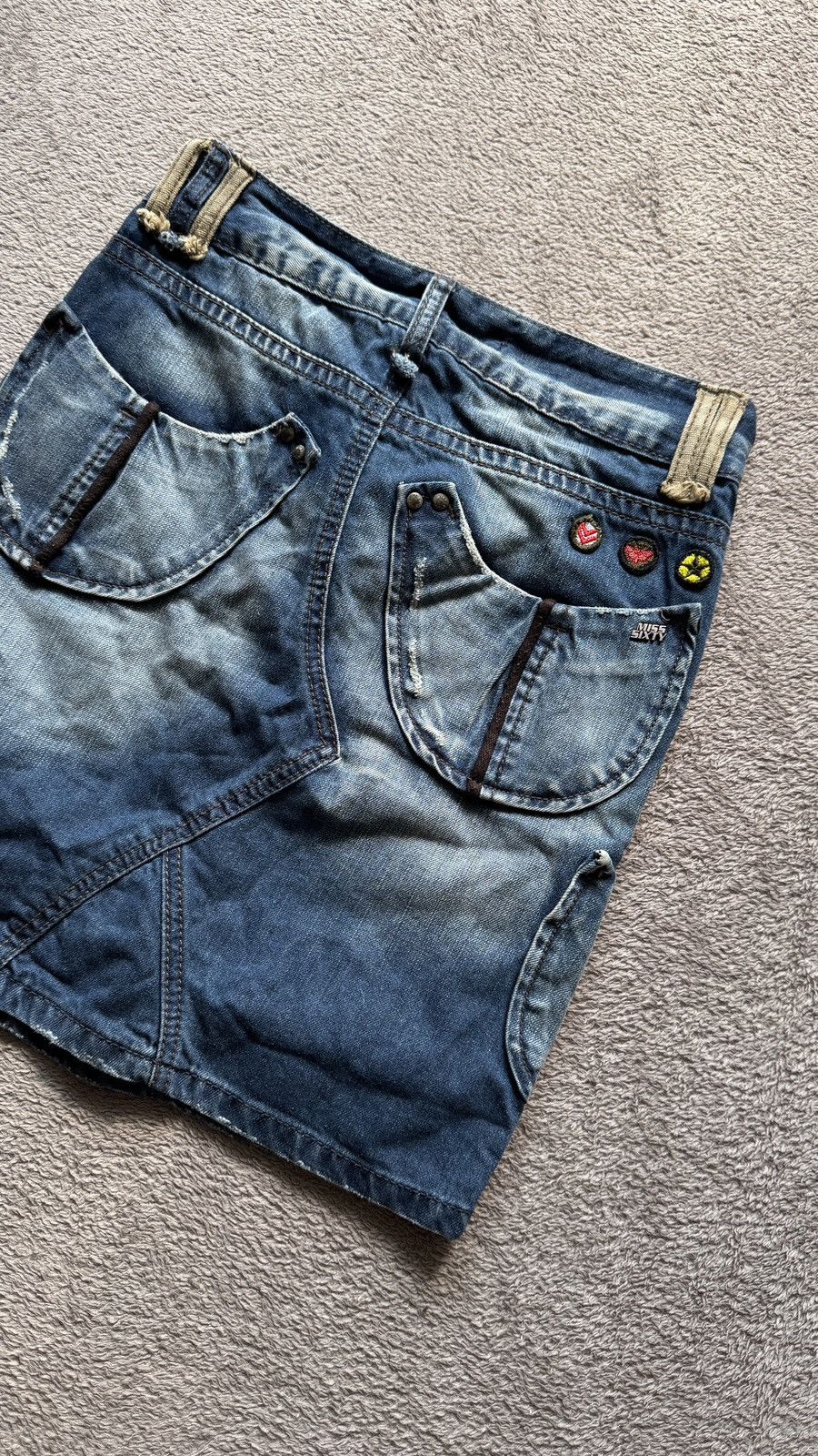 Miss Sixty Sick Y2K Miss 60 Cargo Mudwash Denim Hysteric Glamour vibe Size 25" / US 0 / IT 36 - 4 Thumbnail