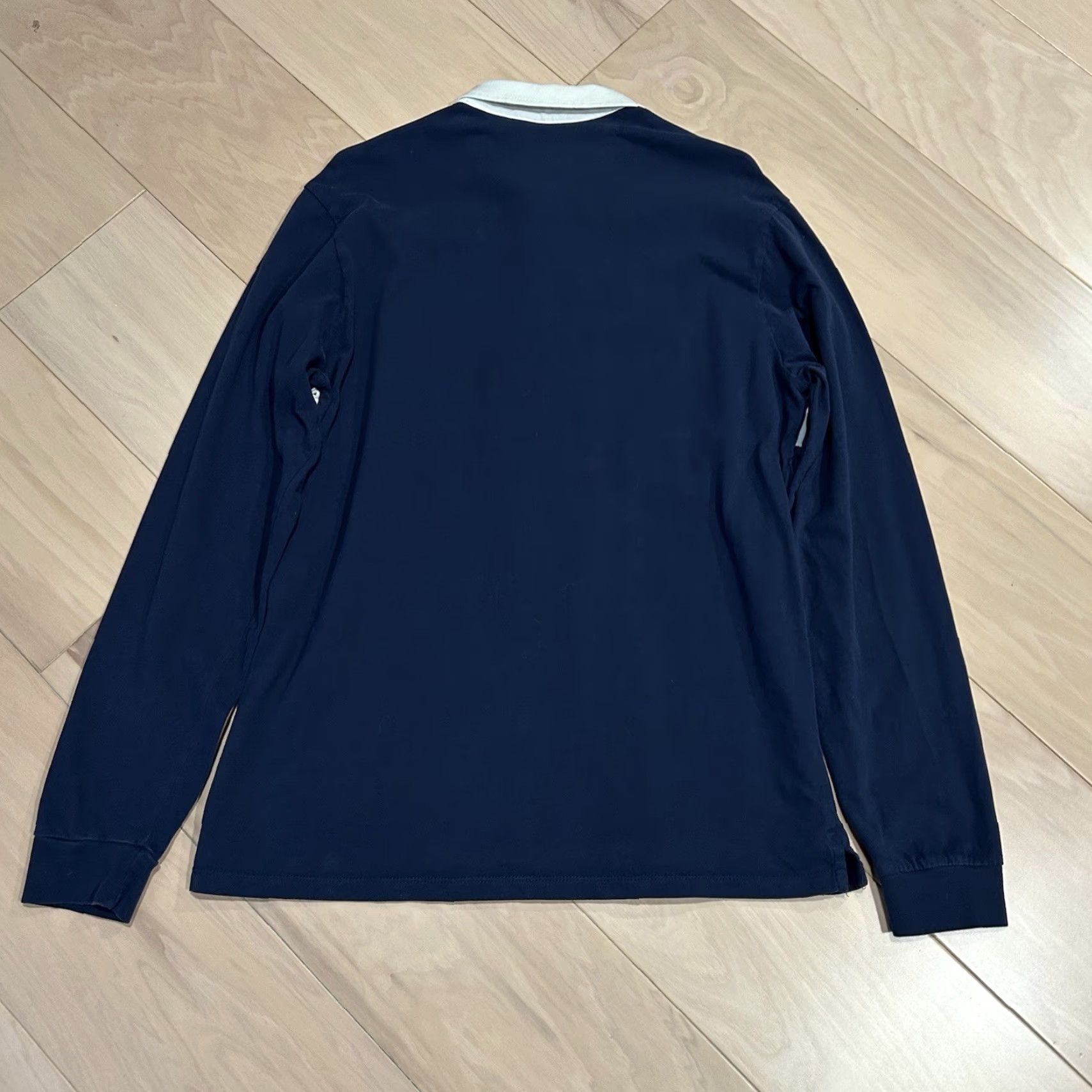 Marine Layer VINTAGE Marine Layer Navy Rugby Polo Shirt Long Sleeve Stain Men’s M/L Navy, Blue Knit Cotton Polo Shirt Rugby Shirt Mens M/L Size US M / EU 48-50 / 2 - 4 Thumbnail