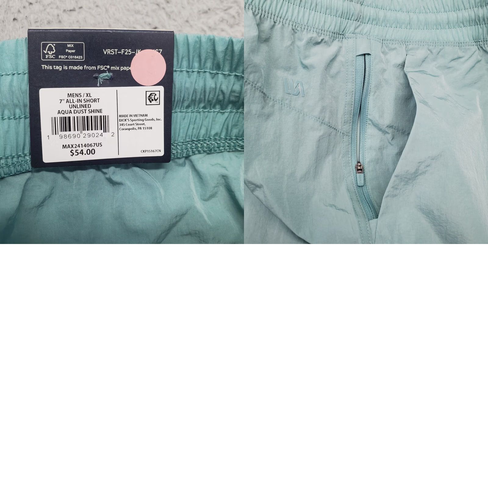 Vintage VRST All-In Shorts Mens XL Green Elastic Waist Water Repellent UPF 50+ Shirt Size US 36 / EU 52 - 8 Thumbnail