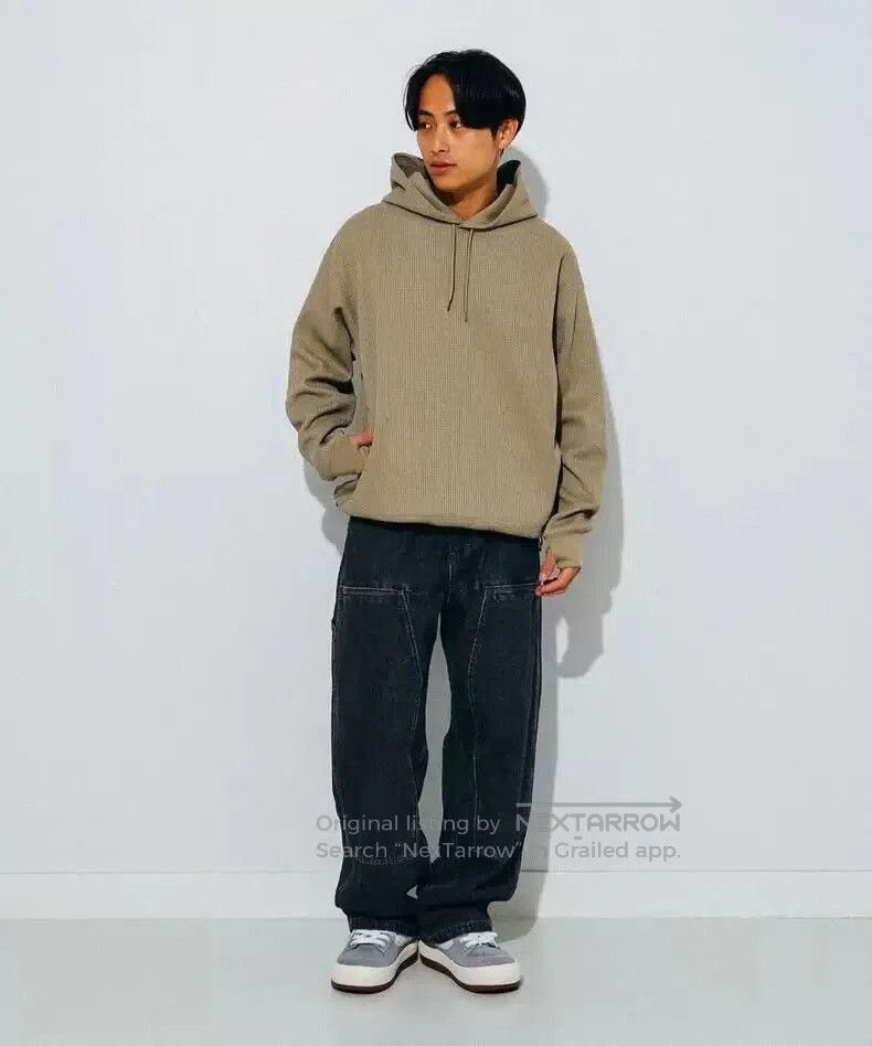 Beams Japan sage hooded functional sweatshirt with drawstring. Size US XL / EU 56 / 4 - 8 Thumbnail