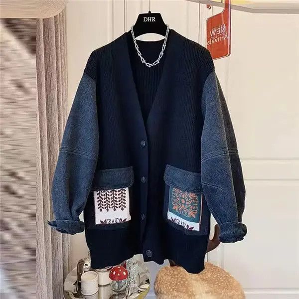 Other Retro Fashion Denim Stitching Jacket Size 4XL / US 24-26 - 3 Thumbnail