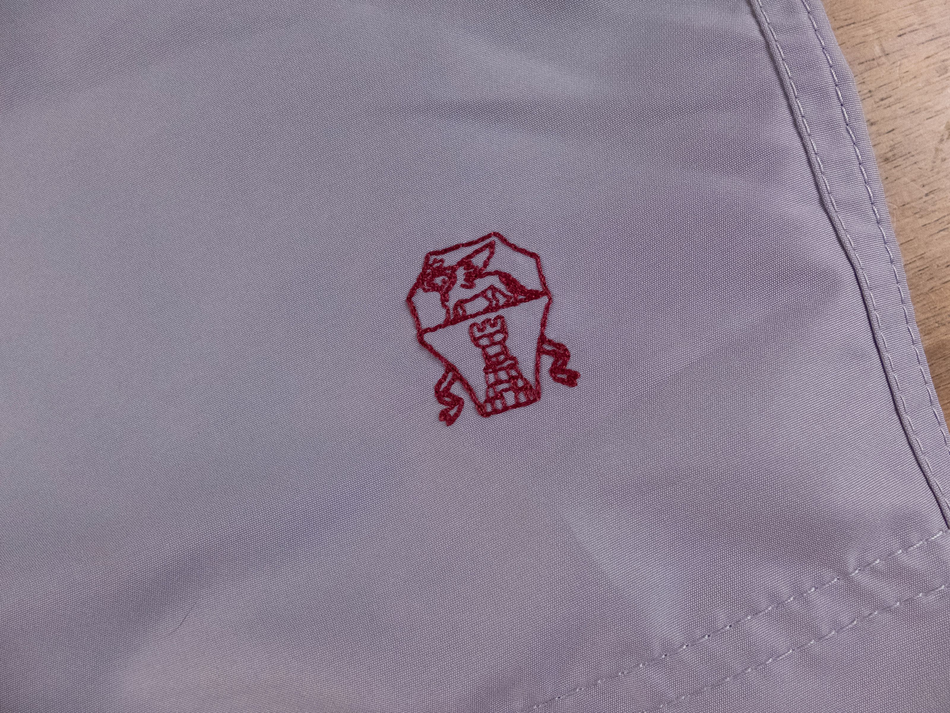Brunello Cucinelli BRUNELLO CUCINELLI gray logo embroidered swim shorts XL NWT Size US 36 / EU 52 - 6 Thumbnail