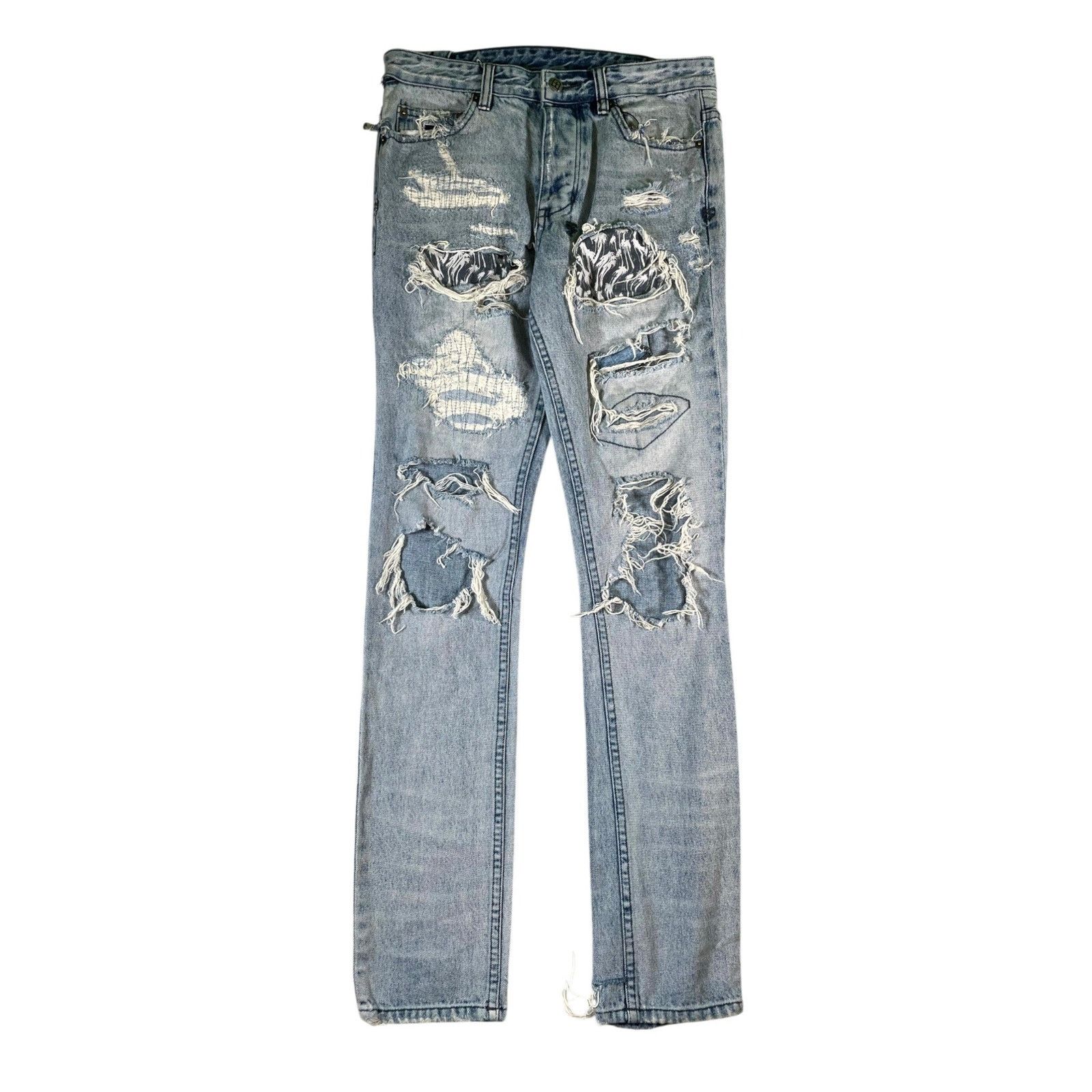 Ksubi Ksubi Distressed Patchwork Light Wash Jeans Size US 29 - 1 Thumbnail