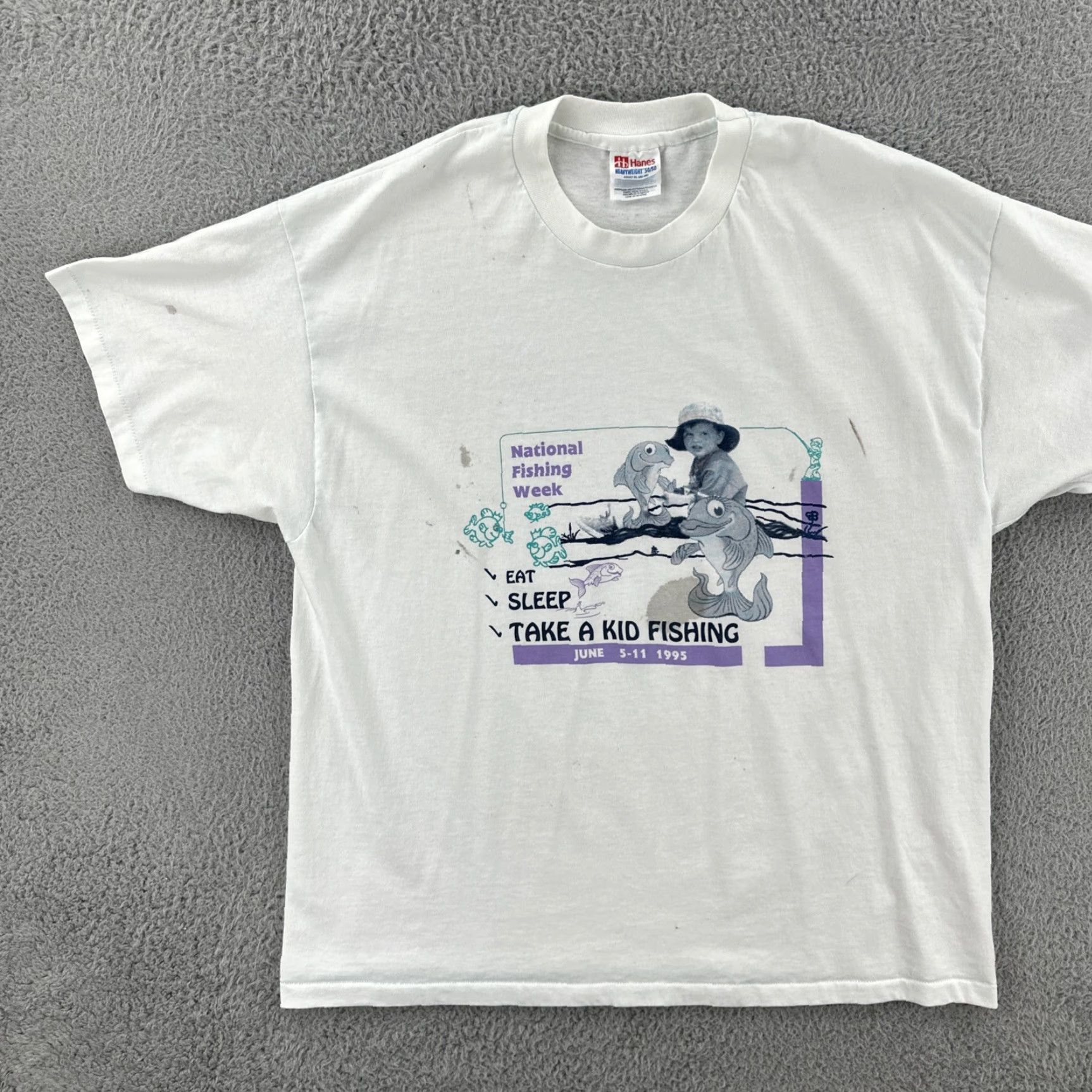 Hanes VINTAGE Hanes Shirt 90s Mens XL White Short Sleeve Crew Neck 50/50 Heavyweight T-Shirt Size US XL / EU 56 / 4 - 3 Thumbnail