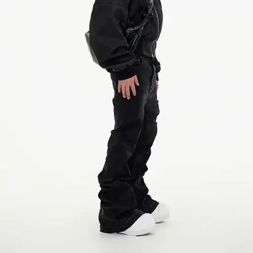 Japanese Brand × Vintage Street Vintage Rock Brushed Wax Coated Micro Flare Y2K Jeans Size US 34 / EU 50 - 3 Thumbnail