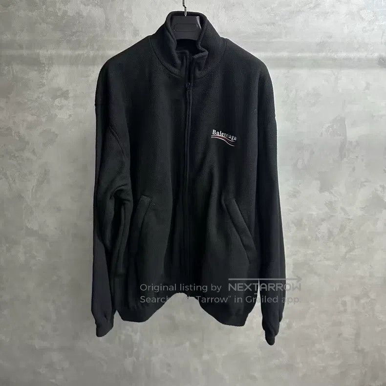 Balenciaga Balenciaga Black Logo Printed Long Sleeve Zipper Jacket Size US L / EU 52-54 / 3 - 1 Thumbnail