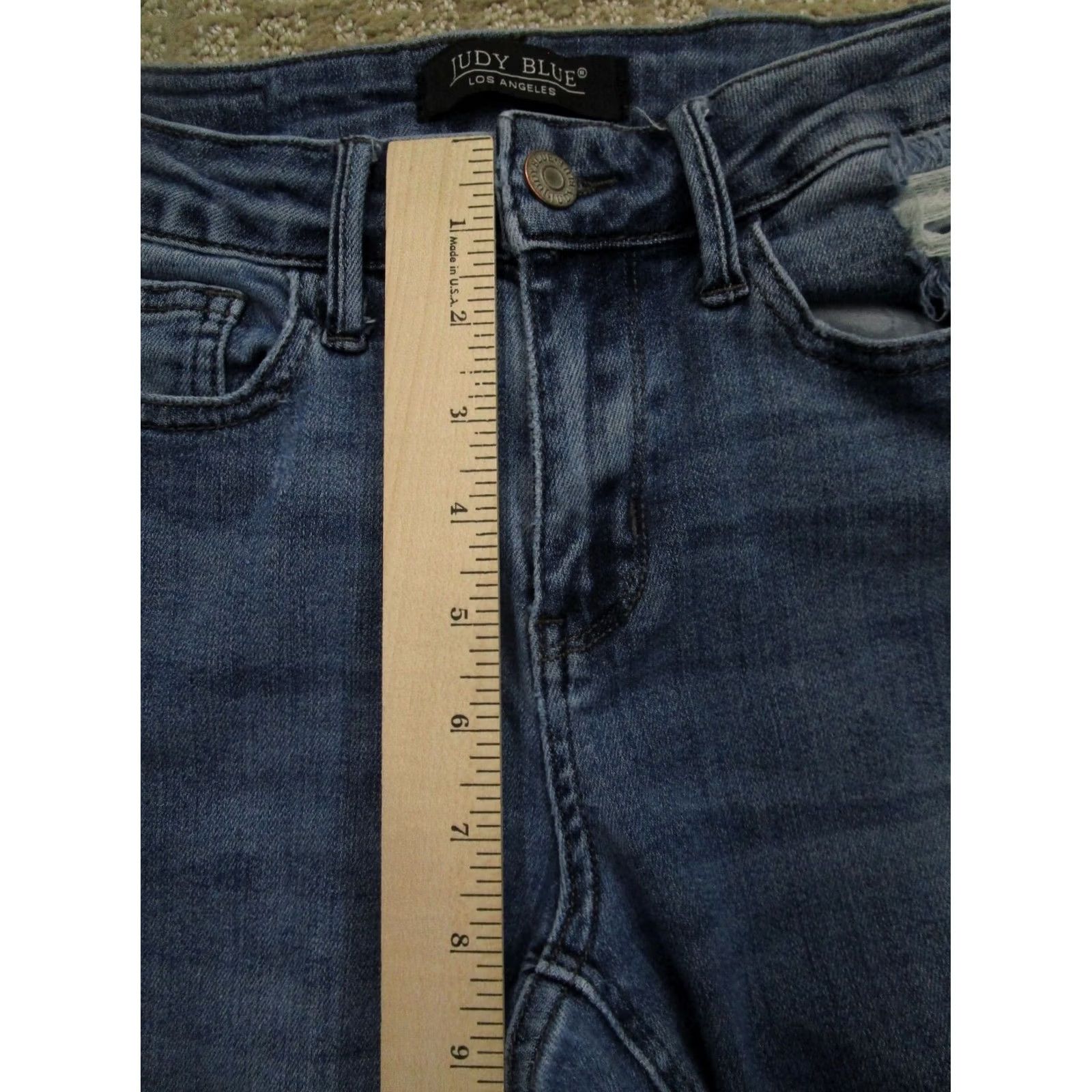 Vintage Judy Blue Jeans Women 0 Blue Low Rise Straight Loose Pants Light Wash Fray Hem Size 25" / US 0 / IT 36 - 6 Thumbnail