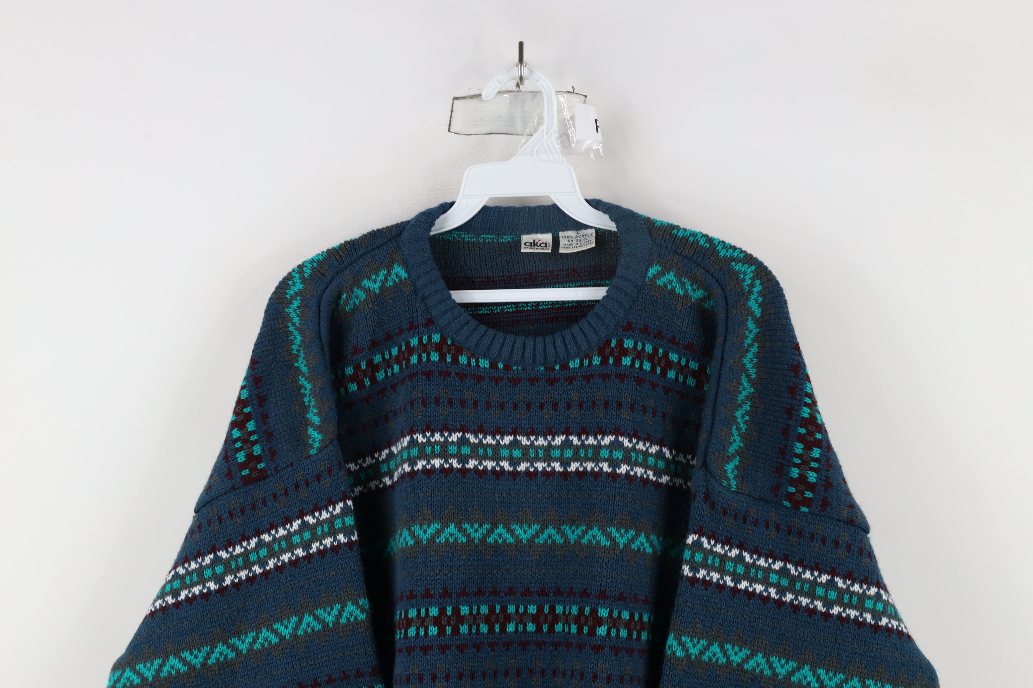 Vintage Vintage 90s Streetwear Fair Isle Crewneck Sweater Acrylic Size US L / EU 52-54 / 3 - 2 Thumbnail