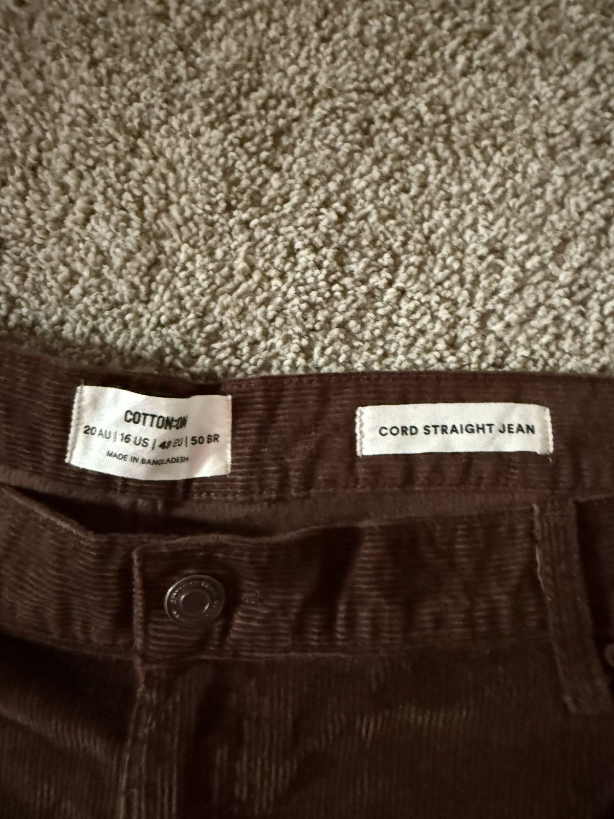 Cotton On CORD STRAIGHT JEAN Size US 26 / EU 42 - 5 Thumbnail