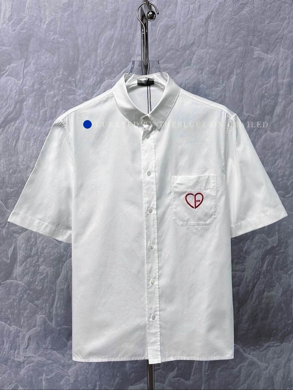 Dior Heart Logo Embroidered White Shirt Size US M / EU 48-50 / 2 - 1 Thumbnail