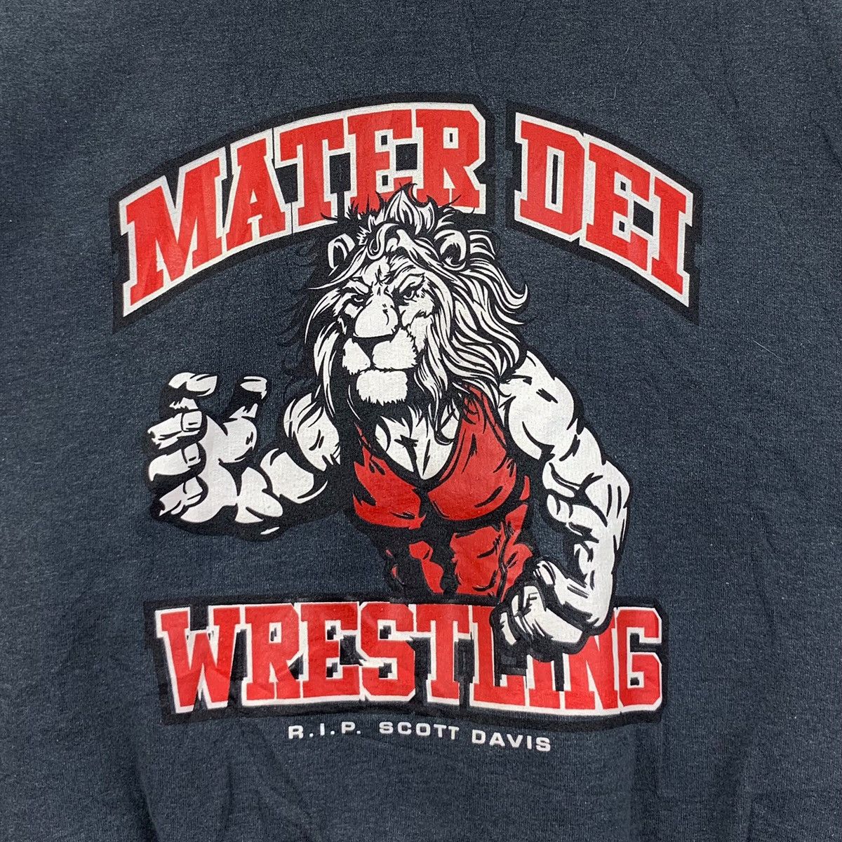 Gildan MATER DEI WRESLING Rip Scott Davis Print Grey Sweatshirt Size US M / EU 48-50 / 2 - 3 Thumbnail