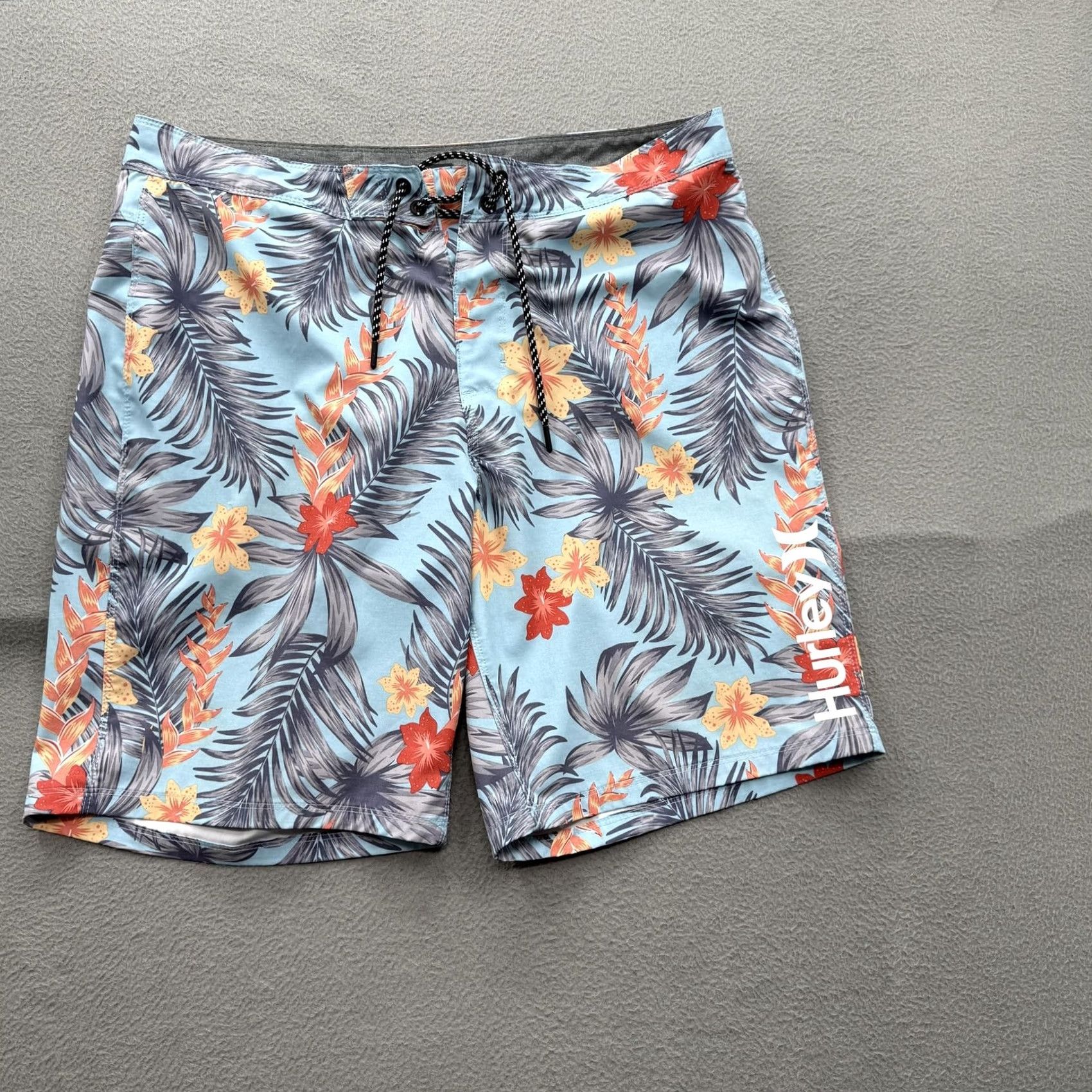 Hurley Hurley Mens Board Shorts 36 Blue Tropical Floral Quick Dry Stretch Surf Swim Trunks Lightweight Pockets Size US 36 / EU 52 - 2 Thumbnail