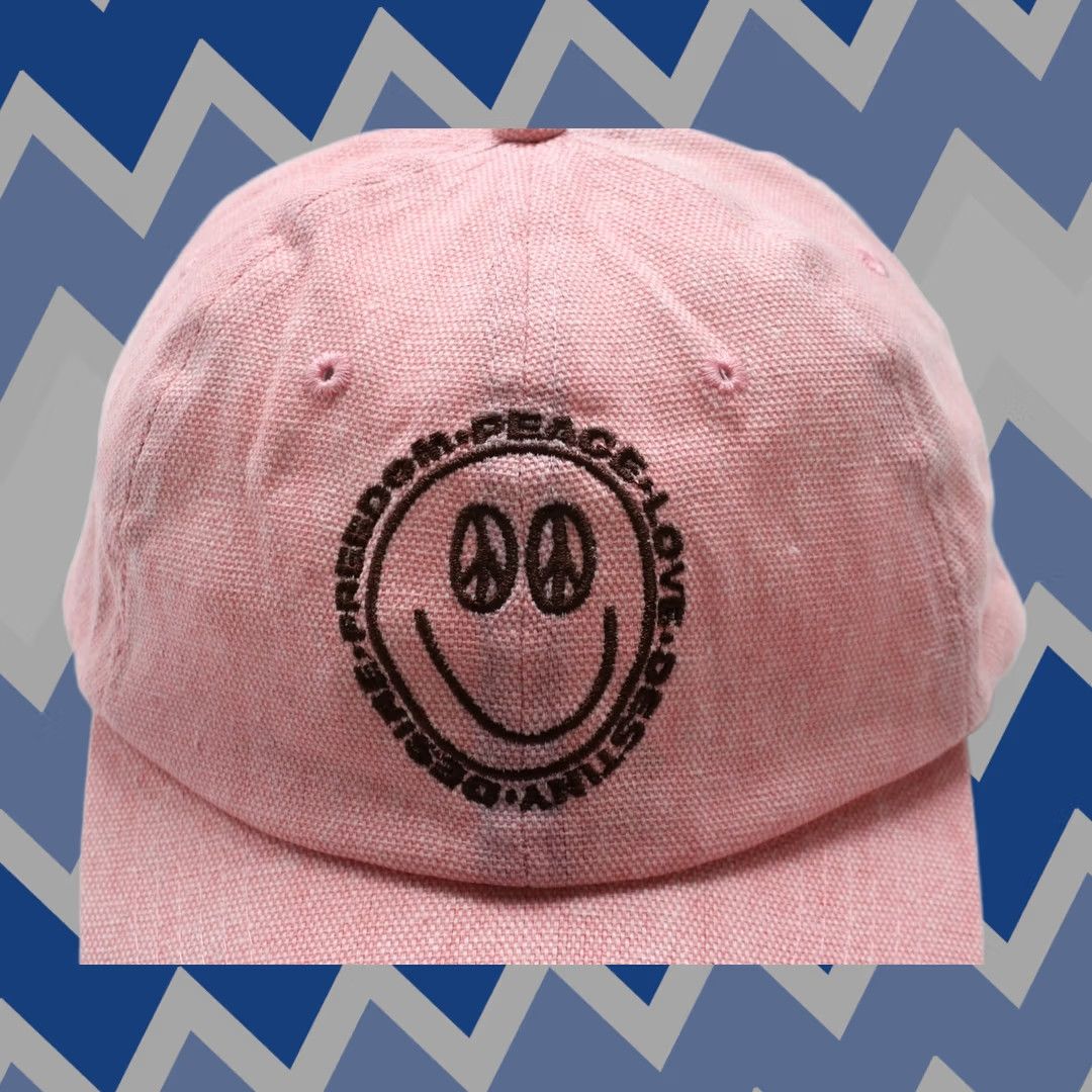 Asos ASOS Design Men's Pink Baseball Cap Peace Embroidery Washed Canvas One Size Size ONE SIZE - 1 Thumbnail