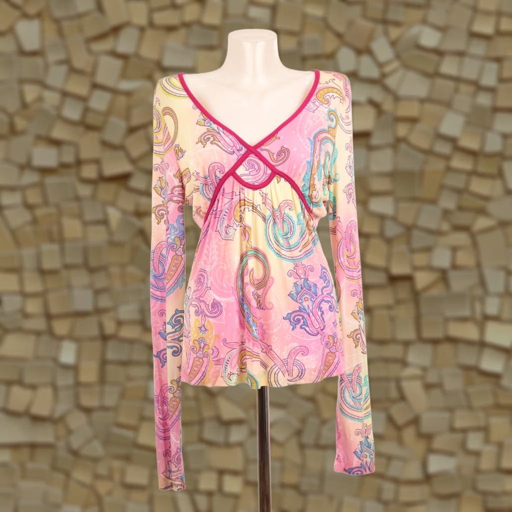 Etro Etro Blouse Top Milano Viscose Blend Paisley Made in Italy Size 48 Multicolor Womens Blouse Size XL / US 12-14 / IT 48-50 - 1 Thumbnail