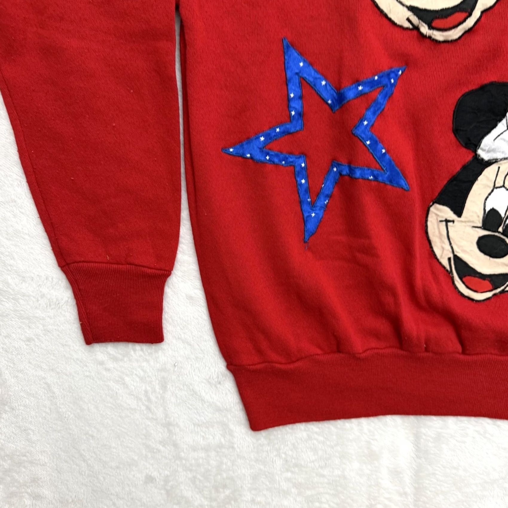 Vintage VINTAGE Mickey Minnie Sweater Womens Small Red Stars Raglan Reeves USA Fleece Size S / US 4 / IT 40 - 7 Thumbnail