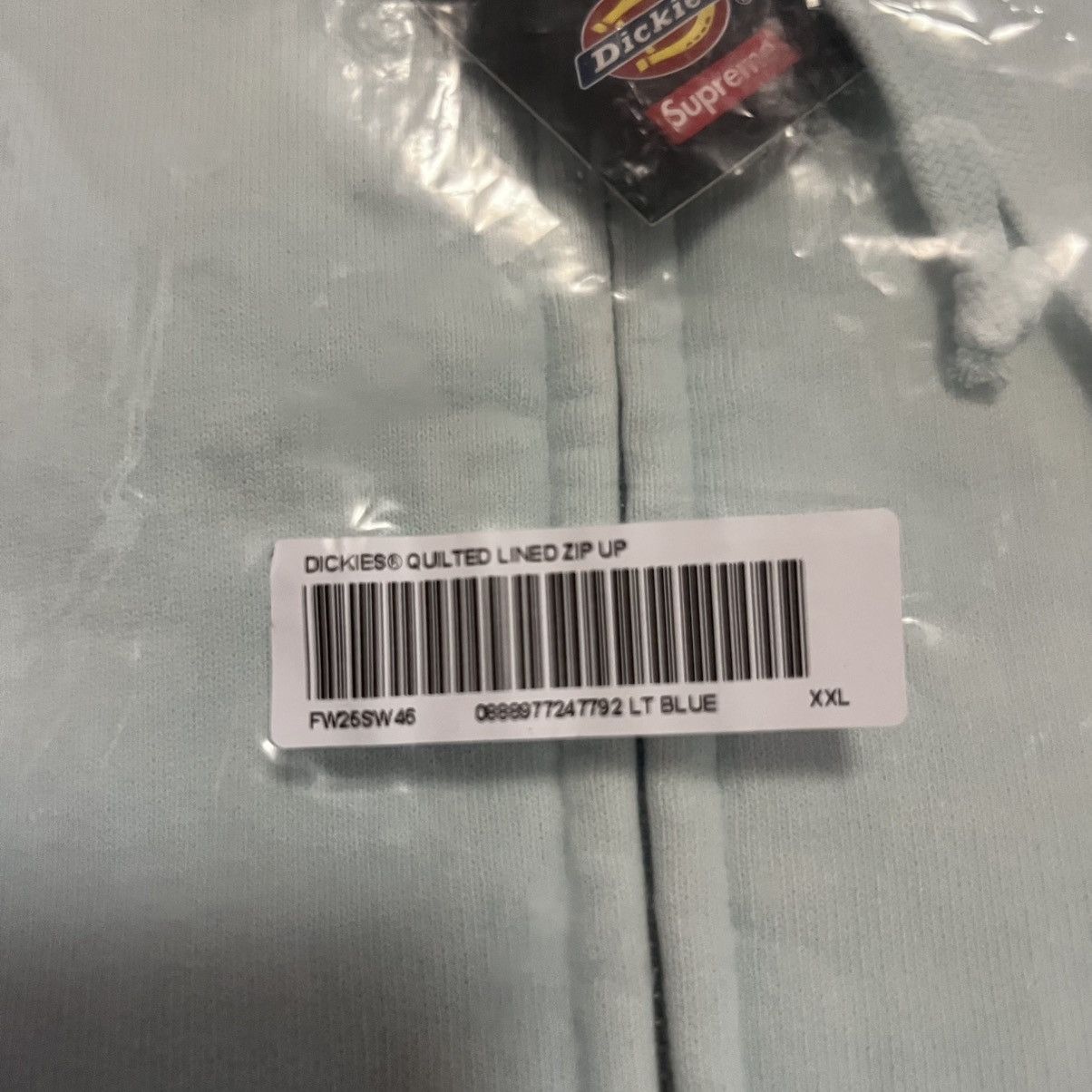 Supreme Supreme Dickies Quilted Lined ZipUp Sweatshirt LightBlue XXL Size US XXL / EU 58 / 5 - 3 Thumbnail