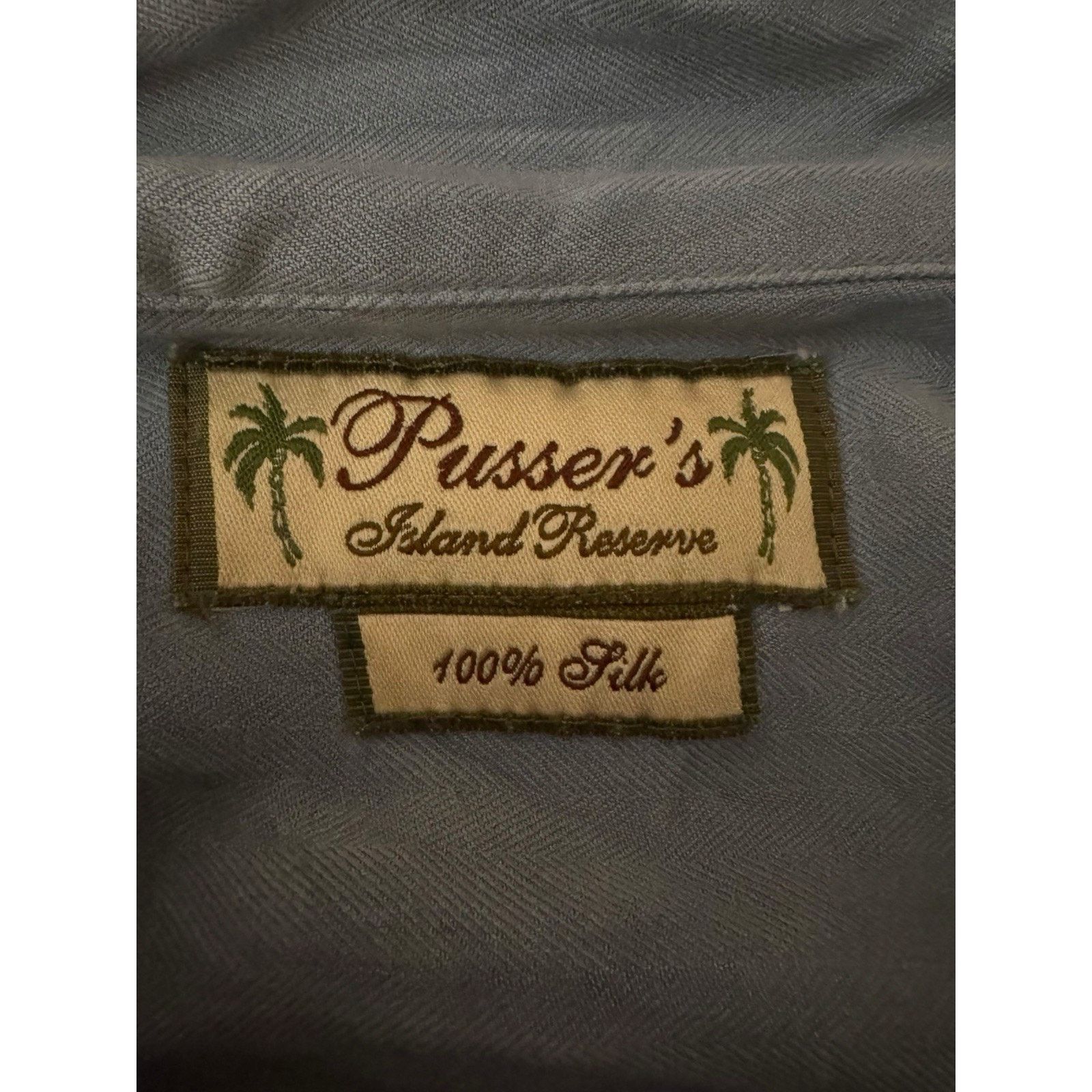 Other Pussers Embroidered Tortola Back Panel Blue Silk Camp Shirt Size US M / EU 48-50 / 2 - 7 Thumbnail