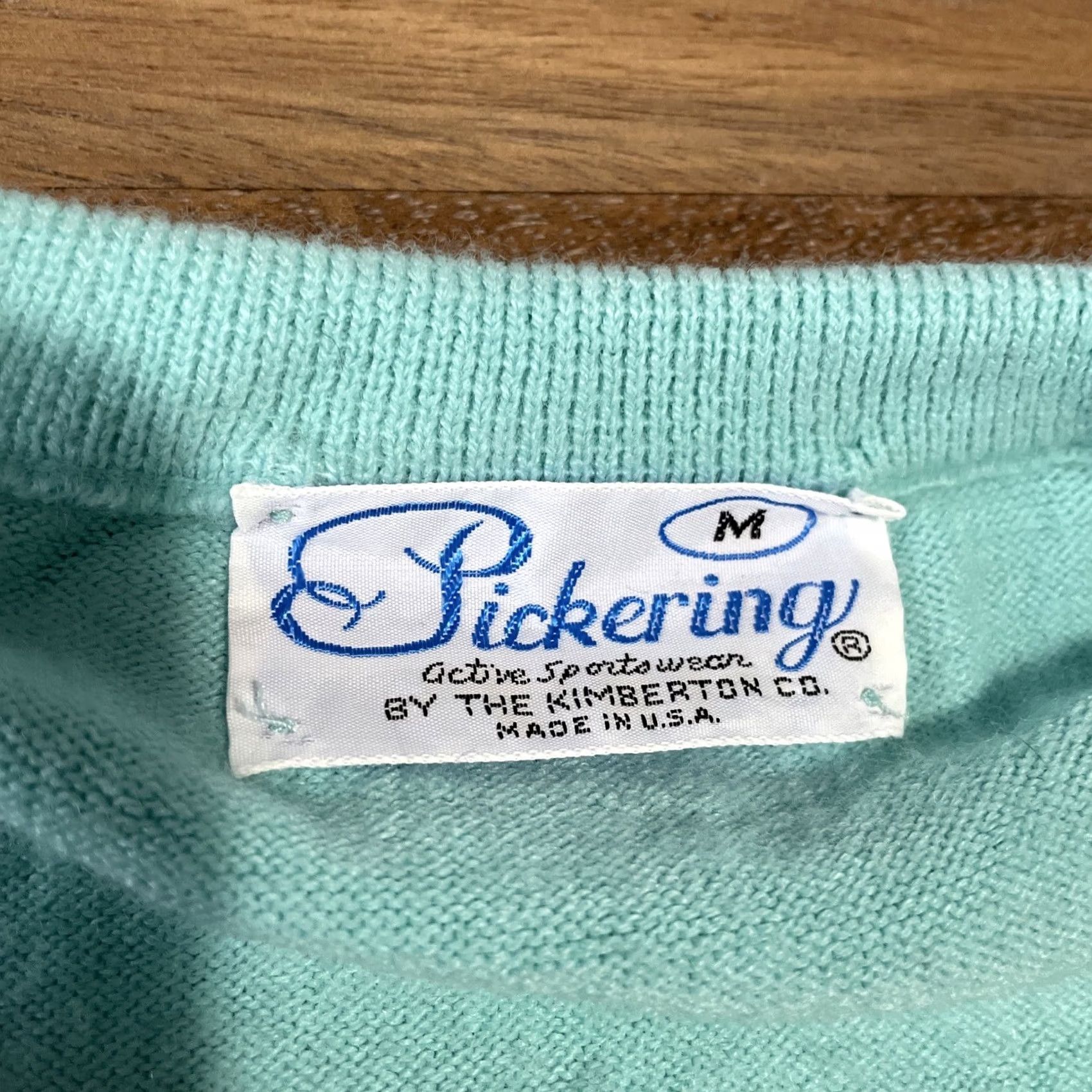 AQUA VINTAGE Pickering Sweater Mens Medium Aqua Blue 80s V-Neck Pullover Knit 80s USA Boys? Size US M / EU 48-50 / 2 - 3 Thumbnail