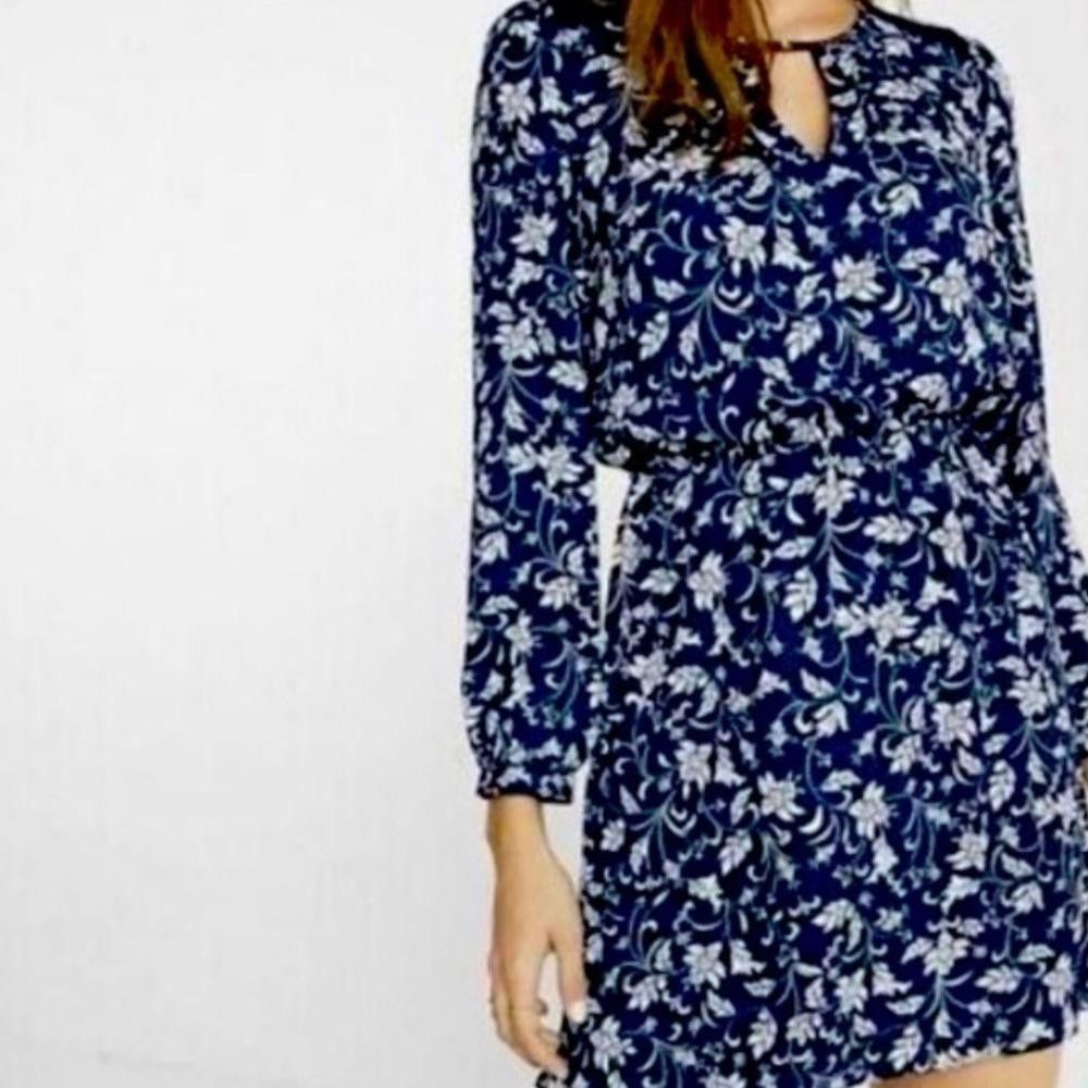 Express Express l Navy Floral Long Sleeve Mini Dress Small Size S / US 4 / IT 40 - 1 Thumbnail