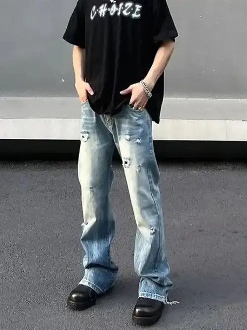 Japanese Brand Ripped Jeans for Men Street Slim Size US 30 / EU 46 - 1 Thumbnail