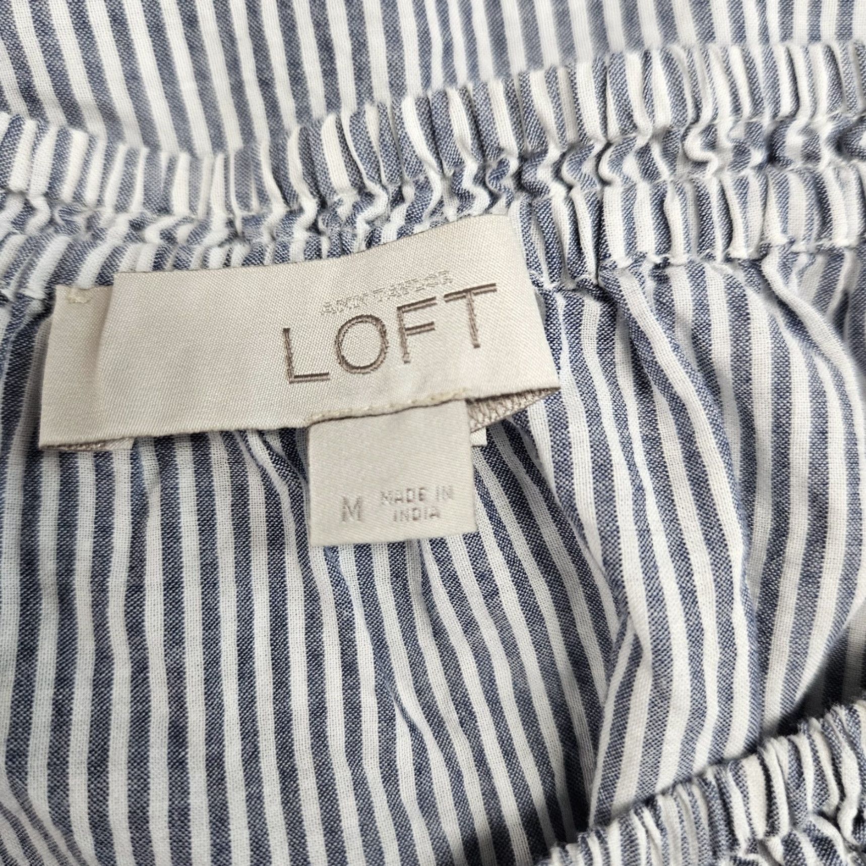 Loft VINTAGE Ann Taylor LOFT Womens Top Sz Medium Blue Red Embroidered Striped Tassels Size M / US 6-8 / IT 42-44 - 6 Thumbnail