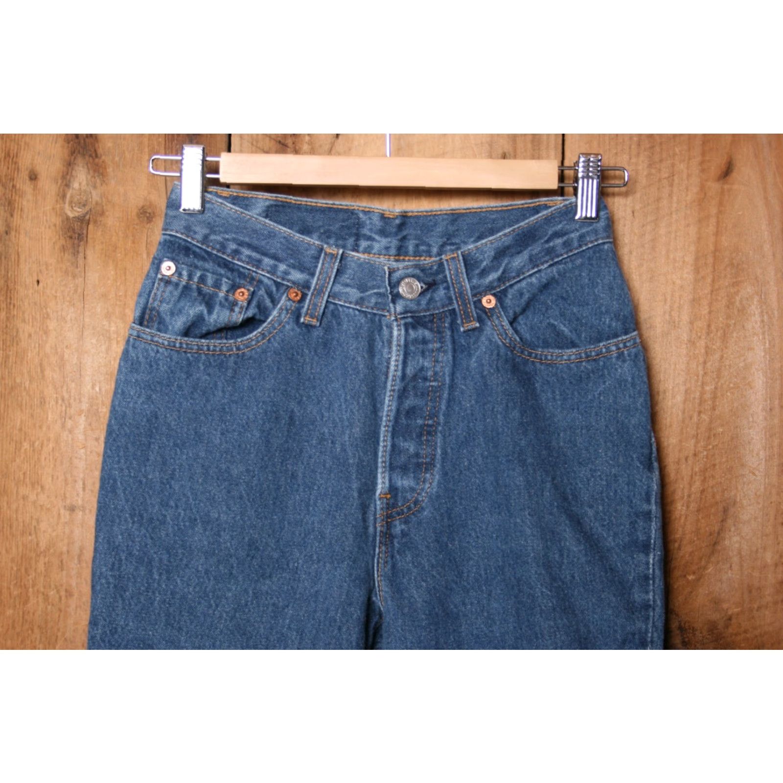 Levi's VINTAGE Levi's 501 Jeans Women 24x30 Blue Denim Cotton Regular Short 5 Button Seams 501 Model Womens Jeans Size 42" / US 20 - 2 Thumbnail