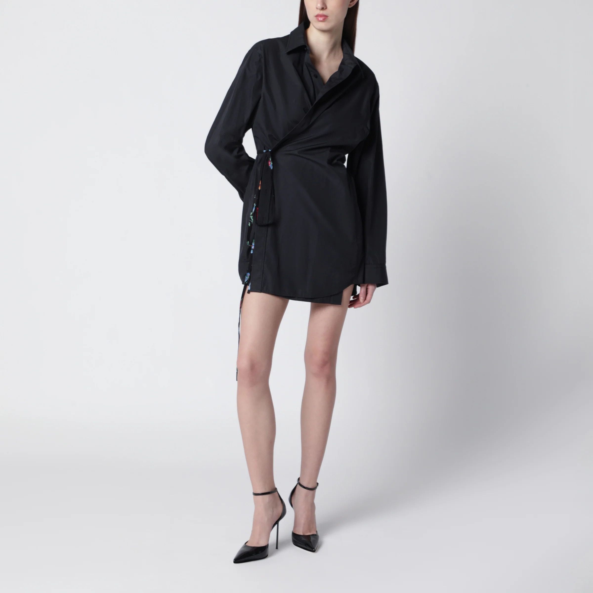 Balenciaga o1d2blof0426 Short Dress With Belt In Black Size S / US 4 / IT 40 - 2 Thumbnail