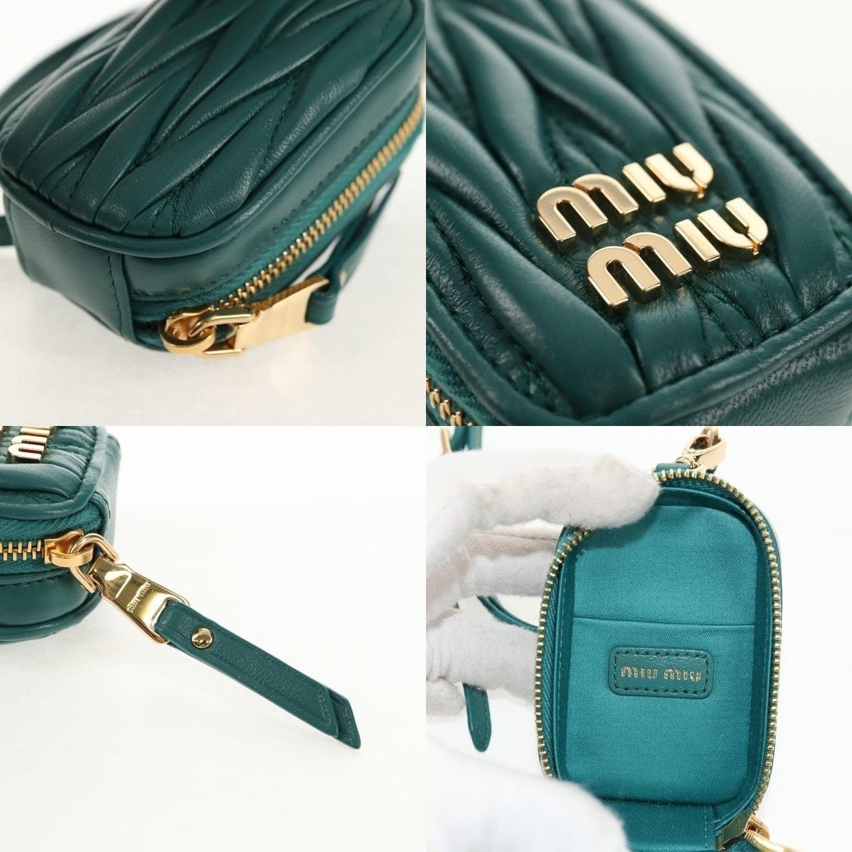 Miu Miu Miu Miu Matelasse Leather Pouch Green Size ONE SIZE - 16 Thumbnail