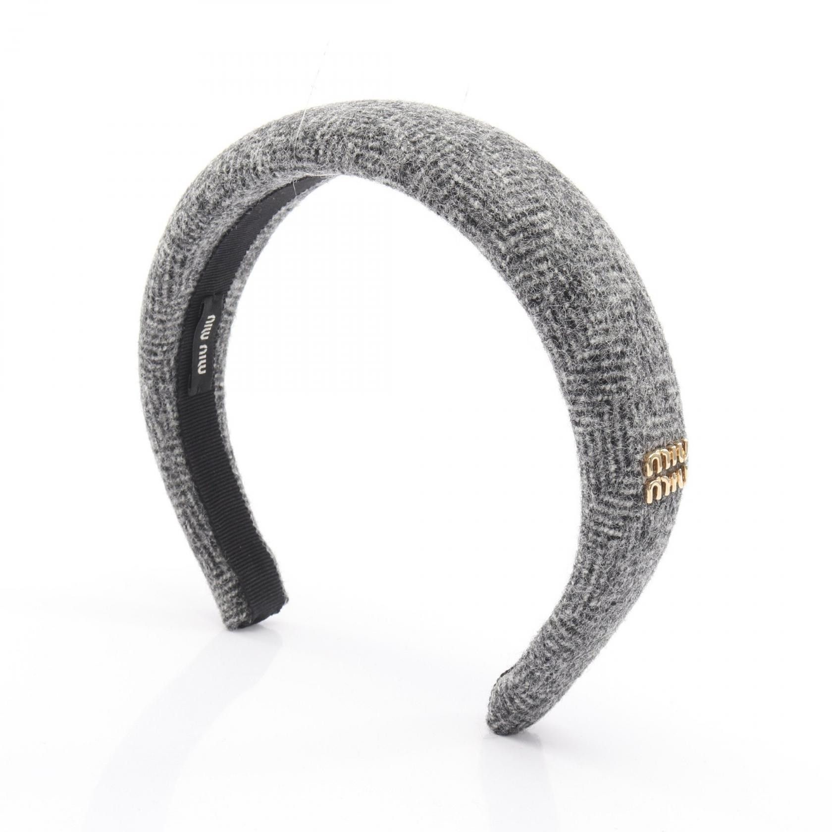 Miu Miu Miu Miu Miu Miu Tweed Logo Hair Accessory Textile Other DUTY FREE for USA Size ONE SIZE - 1 Thumbnail