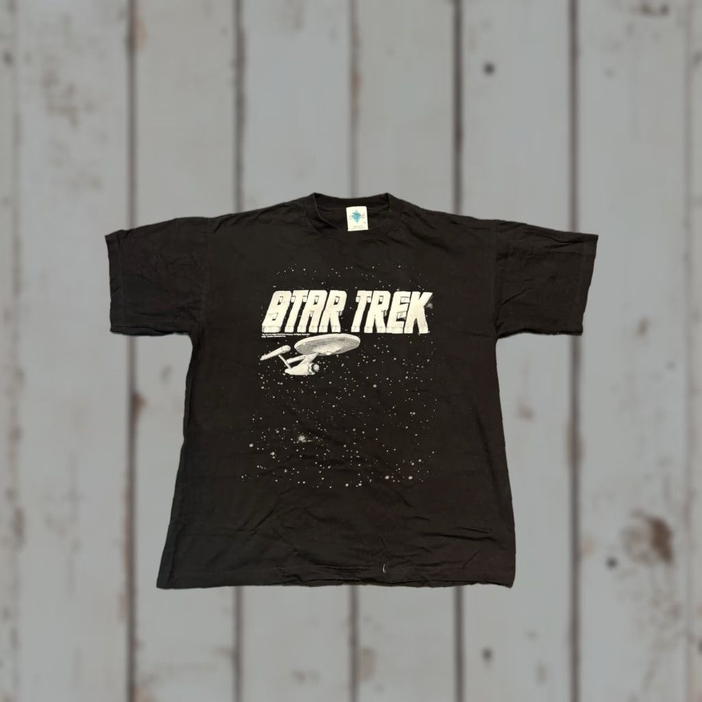Vintage VINTAGE Star Trek T Shirt Tour Champ Men’s XL Black Ship Stars 1998 Paramount Size US XL / EU 56 / 4 - 1 Thumbnail