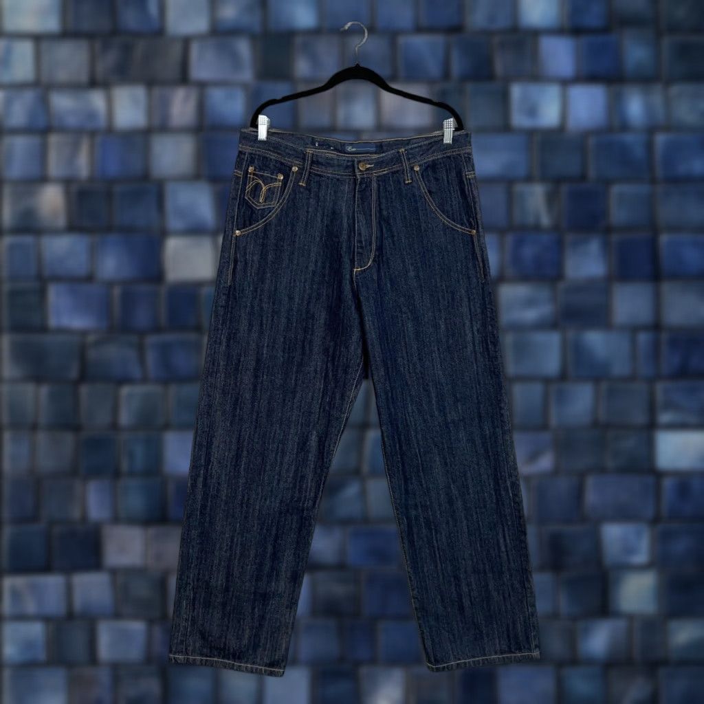 Denime Exsto Jeans Mens 36 Dark Wash Denim Straight Leg Baggy Logo Back Graphic Skater Size US 36 / EU 52 - 1 Thumbnail