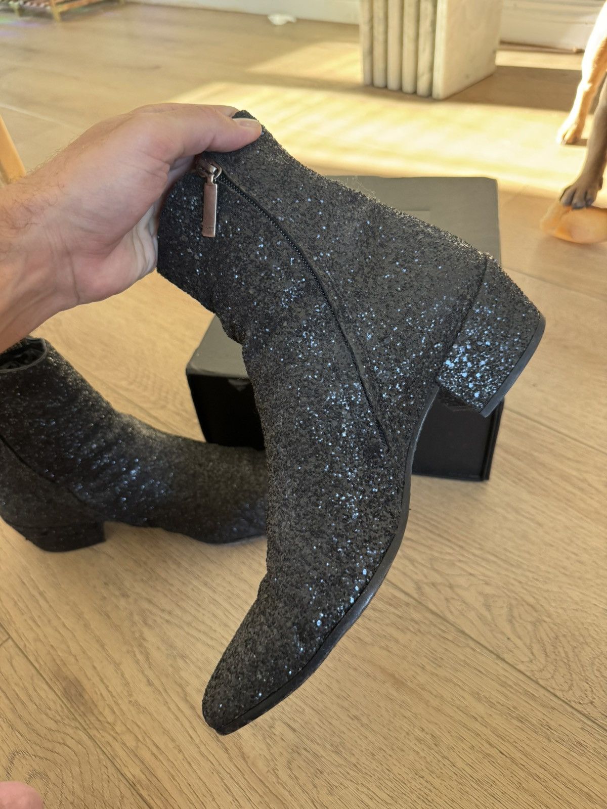 Saint Laurent Paris Black Glitter Caleb Boots 43 Size US 10 / EU 43 - 3 Thumbnail