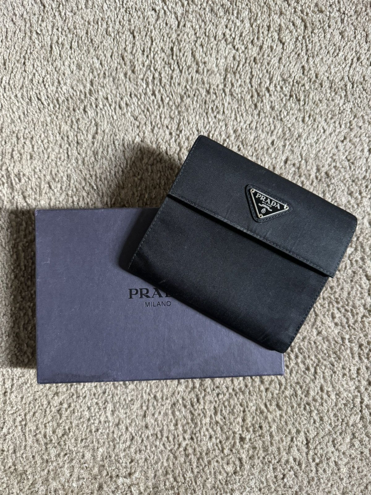 Prada Tessuto Nero Nylon Trifold Wallet