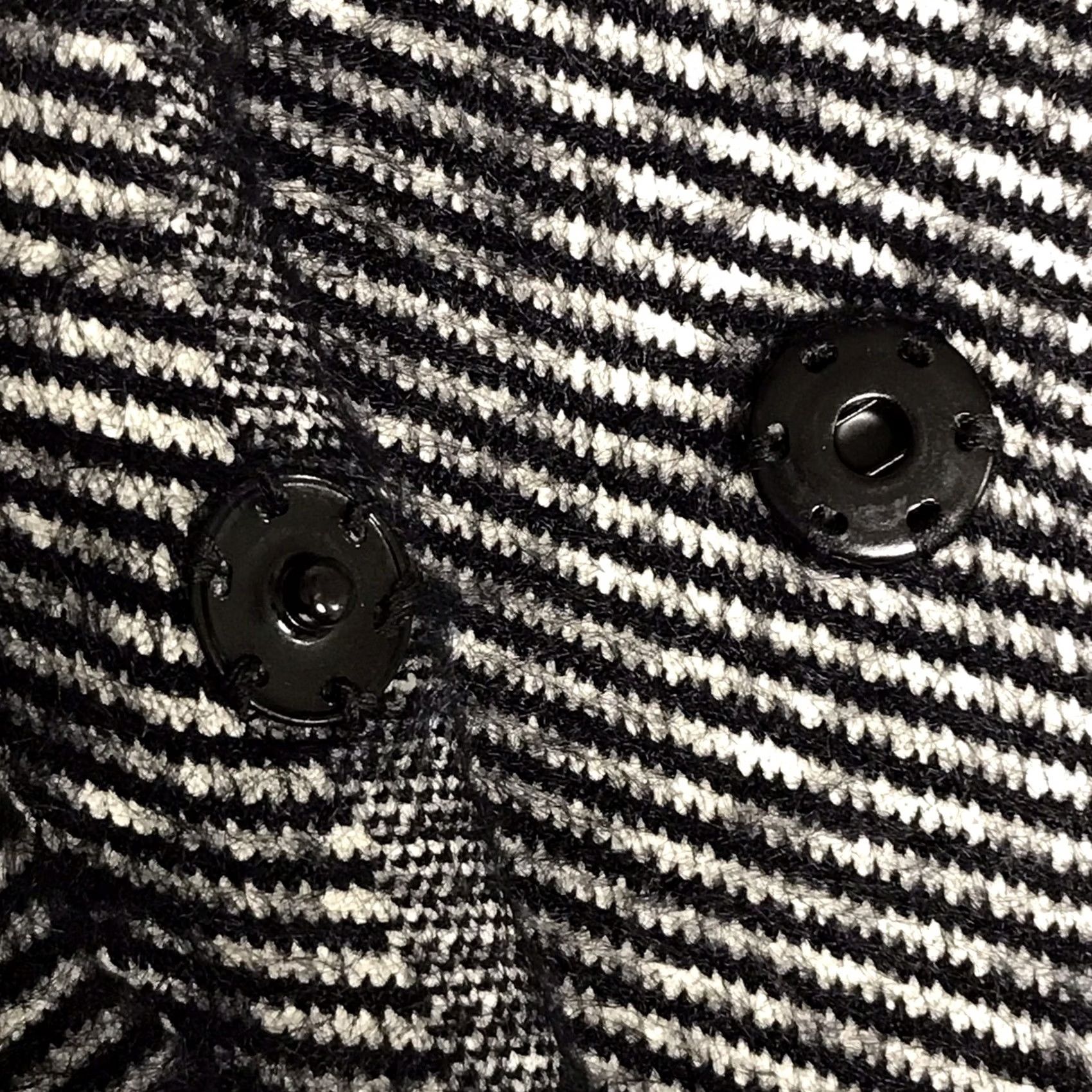 Vintage Baciano Women Black/White Striped Wool Blend Tweed Snap Knee Length Overcoat XL Coat Women Oversized Travel Workwear Party/Cocktail Men? No Size XL / US 12-14 / IT 48-50 - 5 Thumbnail