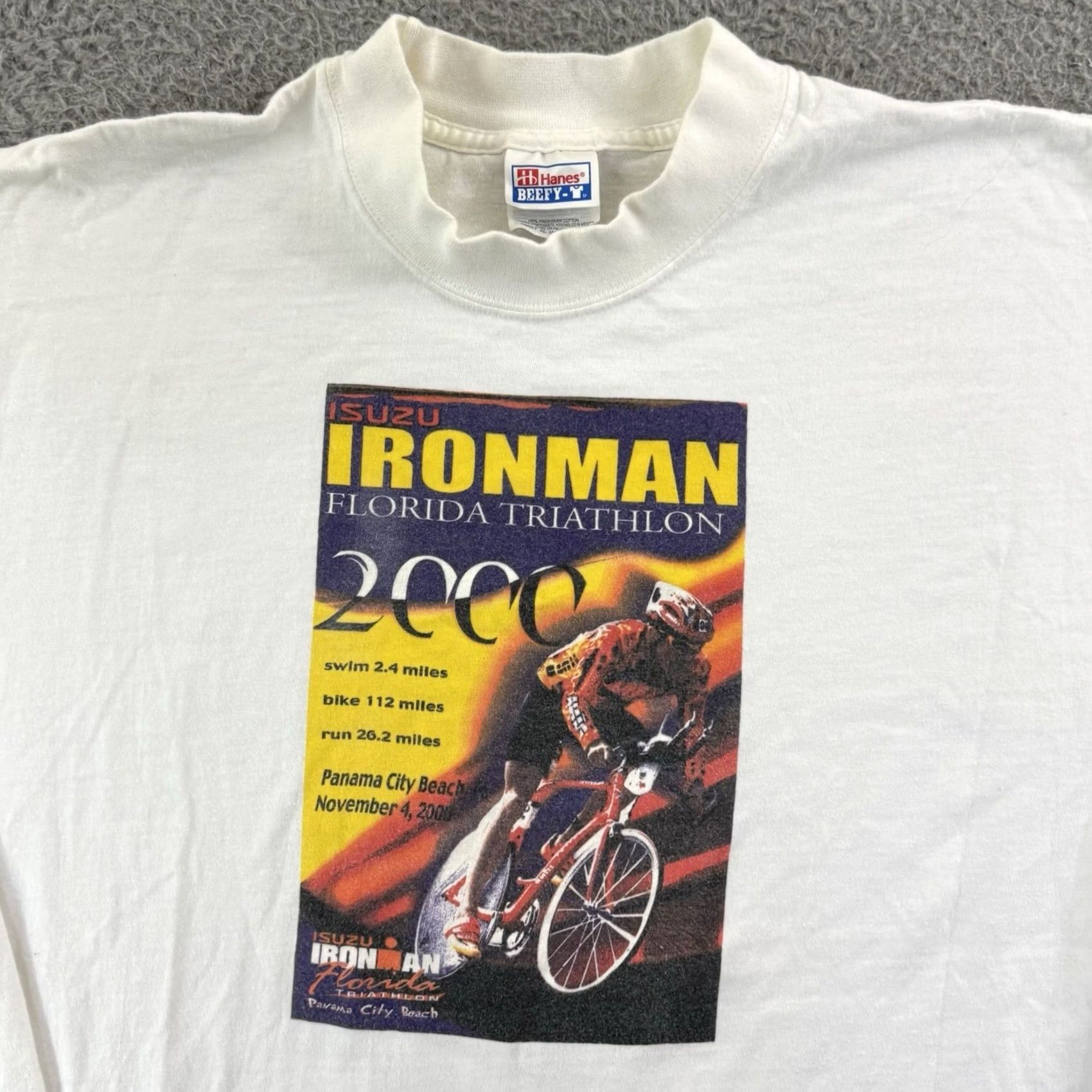 Hanes VINTAGE Hanes Beefy-T Ironman Triathlon Shirt Mens XL White Short Sleeve 90s USA Racing Logo Size US XL / EU 56 / 4 - 3 Thumbnail