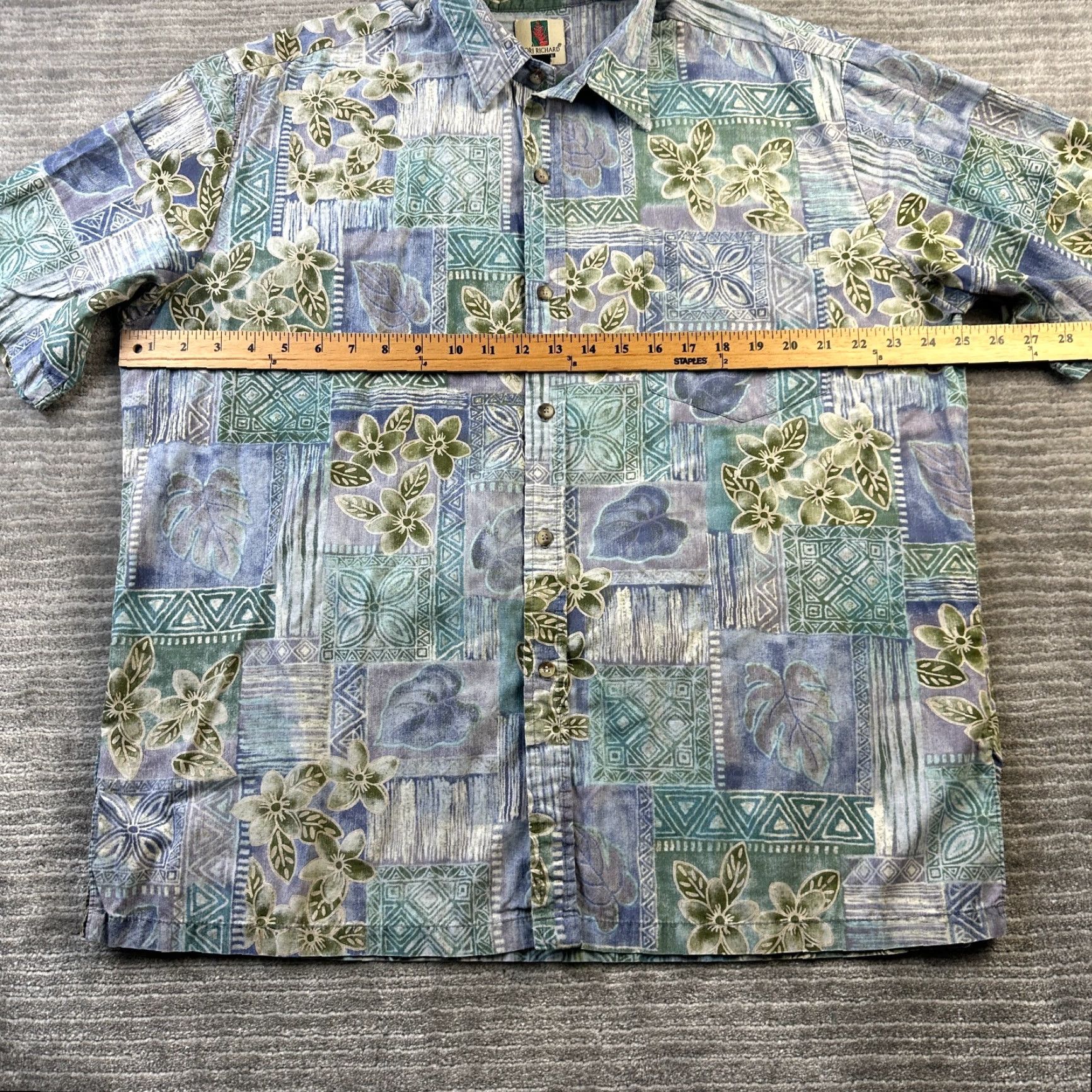 Tori Richard Tori Richard Shirt Mens XL Blue Geometric Button Up Size US XL / EU 56 / 4 - 7 Thumbnail