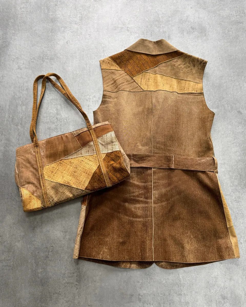 Roberto Cavalli 1990s Roberto Cavalli Leather Patchwork Jacket & Bag Set Size S / US 4 / IT 40 - 5 Thumbnail